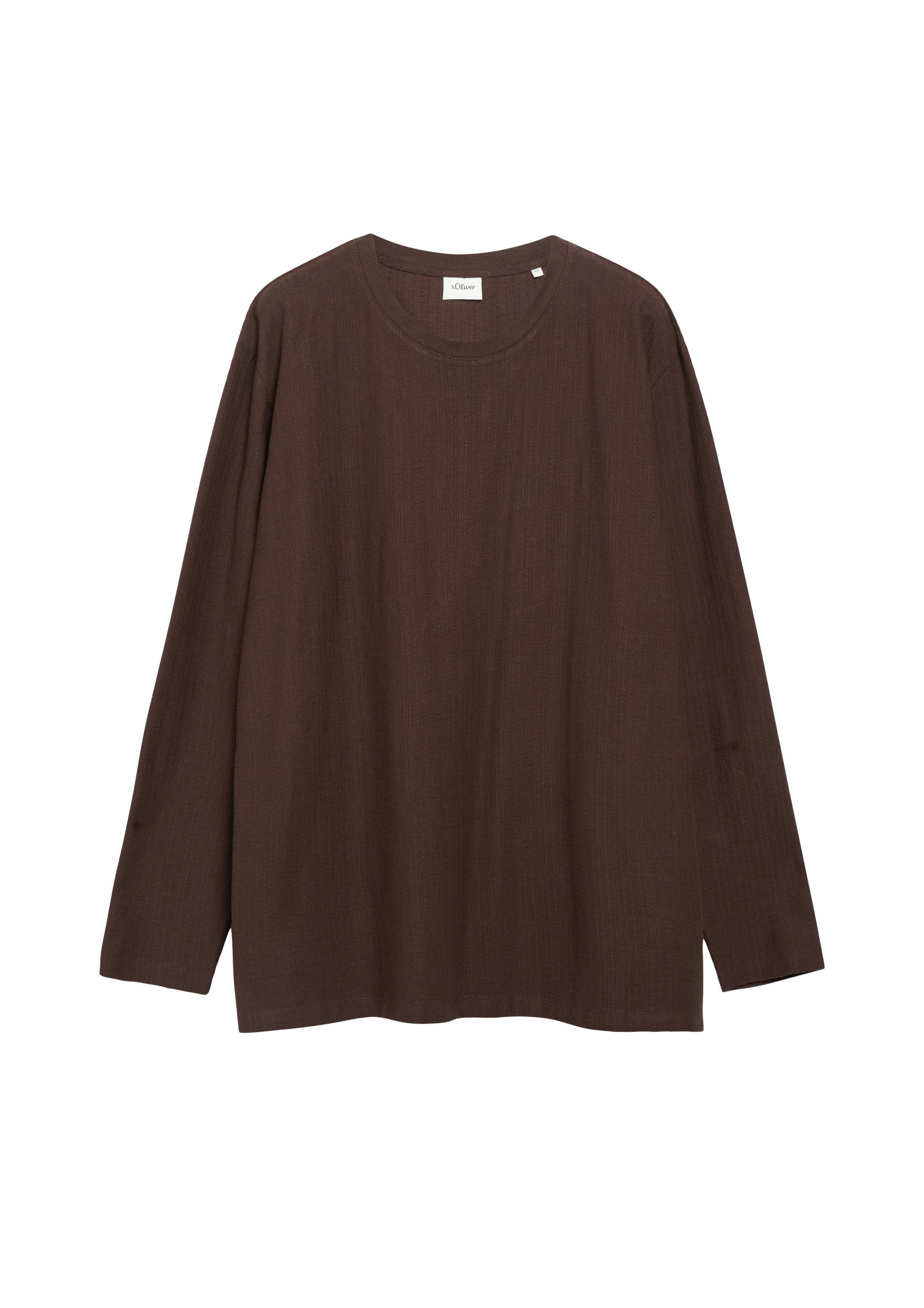 s.Oliver Kurzarmshirt T-Shirt Strukturiertes Longsleeve aus 100% Baumwolle
