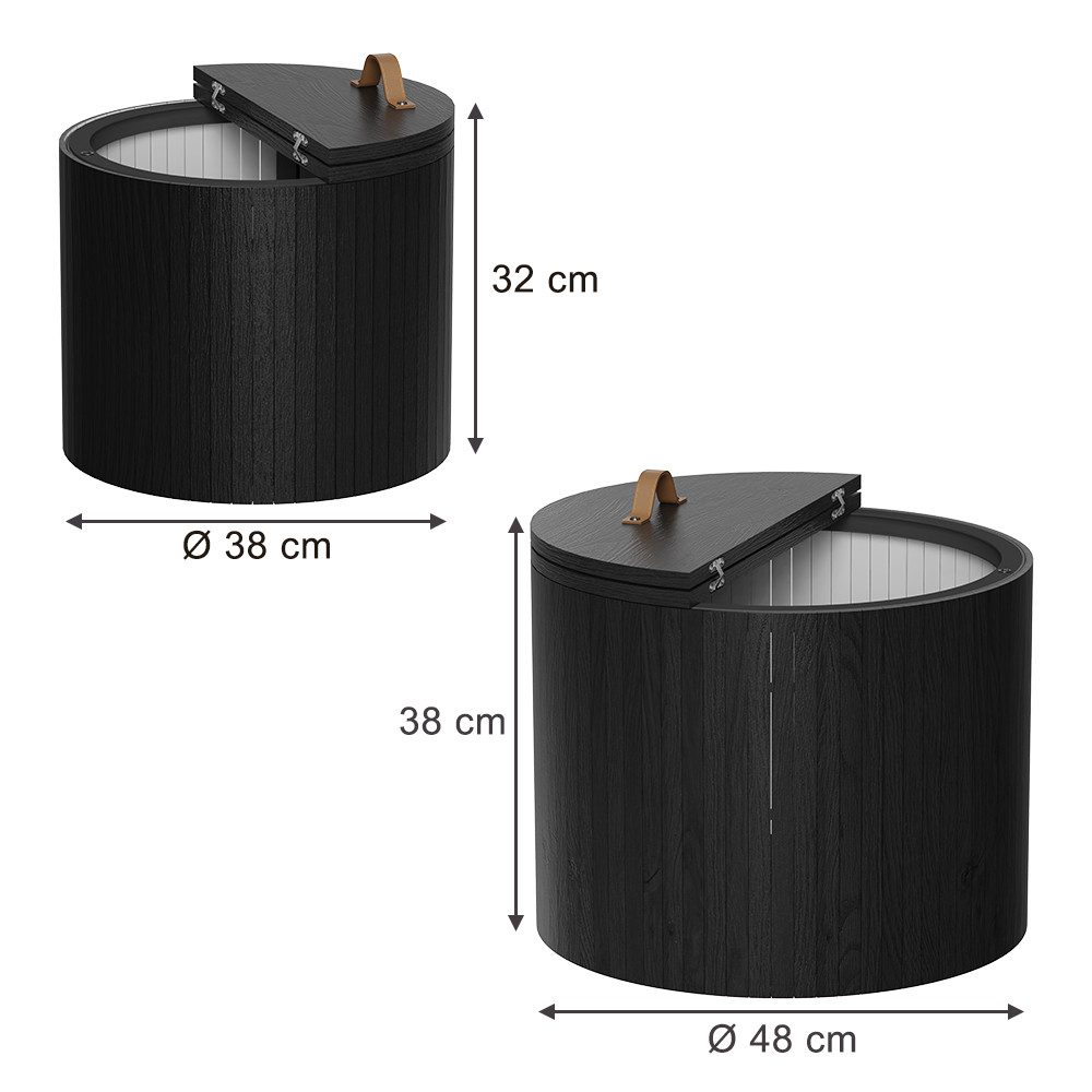 Vicco Couchtisch Tavilo, Eiche/Schwarz, 48 x 48 cm 2 Teile (2-St)
