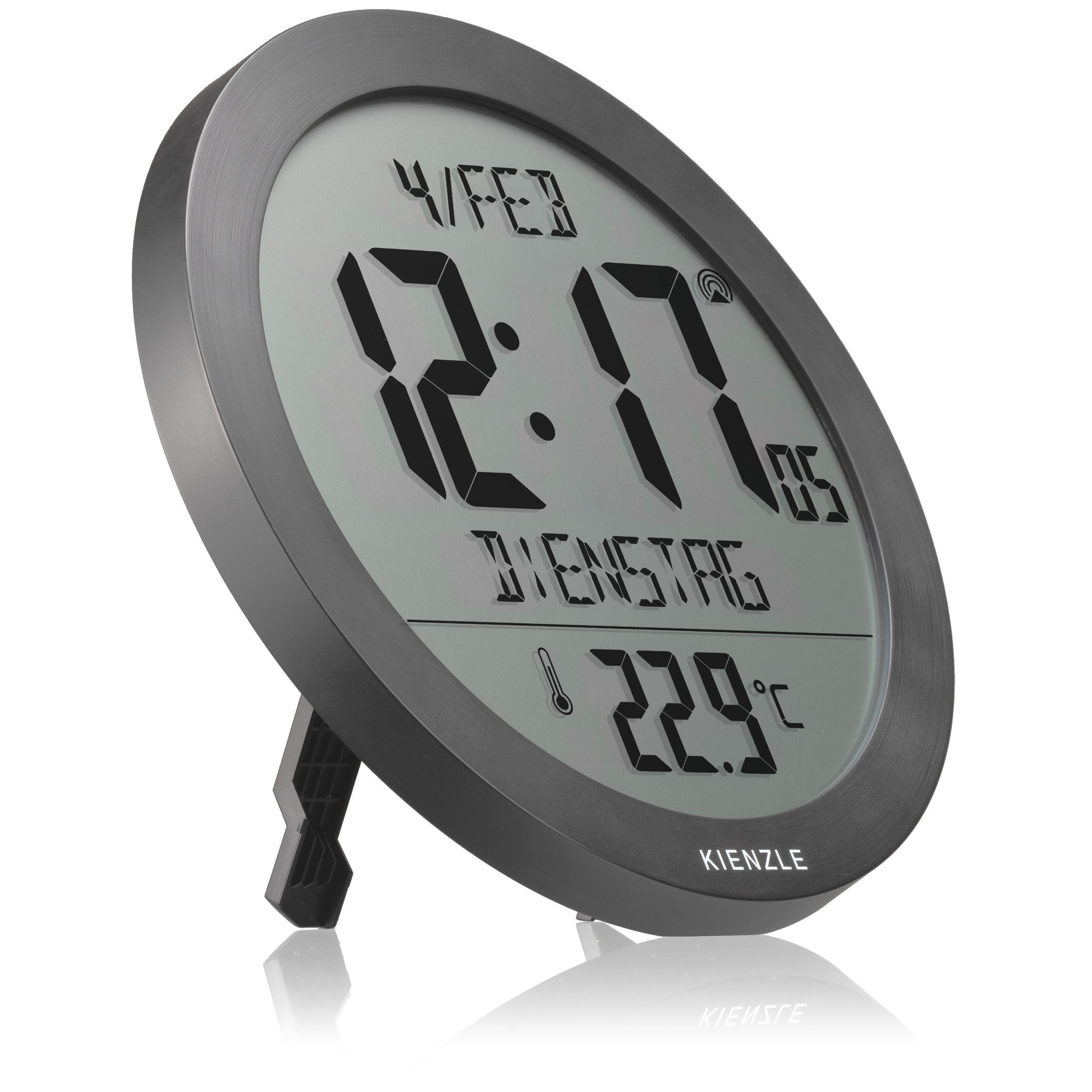 Kienzle Wanduhr KIENZLE DCF-Funkwanduhr mit Innentemperatur anthrazit