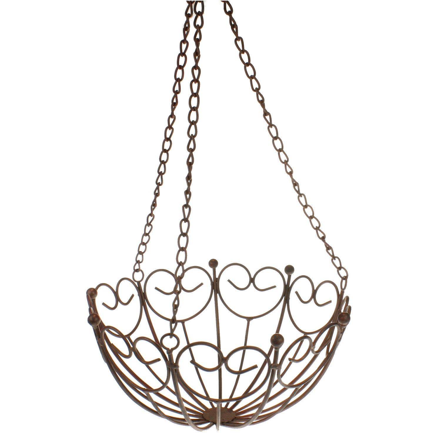 Macosa Home Hängekorb 2er Set Dunkelrost Metall-Korb Landhausstil Ablagekörbe (2 St), Küchenampel hängend Blumenampel Küche Obstampel Deko-Korb Vintage