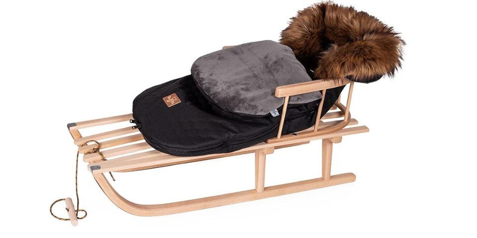 Rodel Holzschlitten Kinderschlitten aus Buchenholz Rückenlehne
