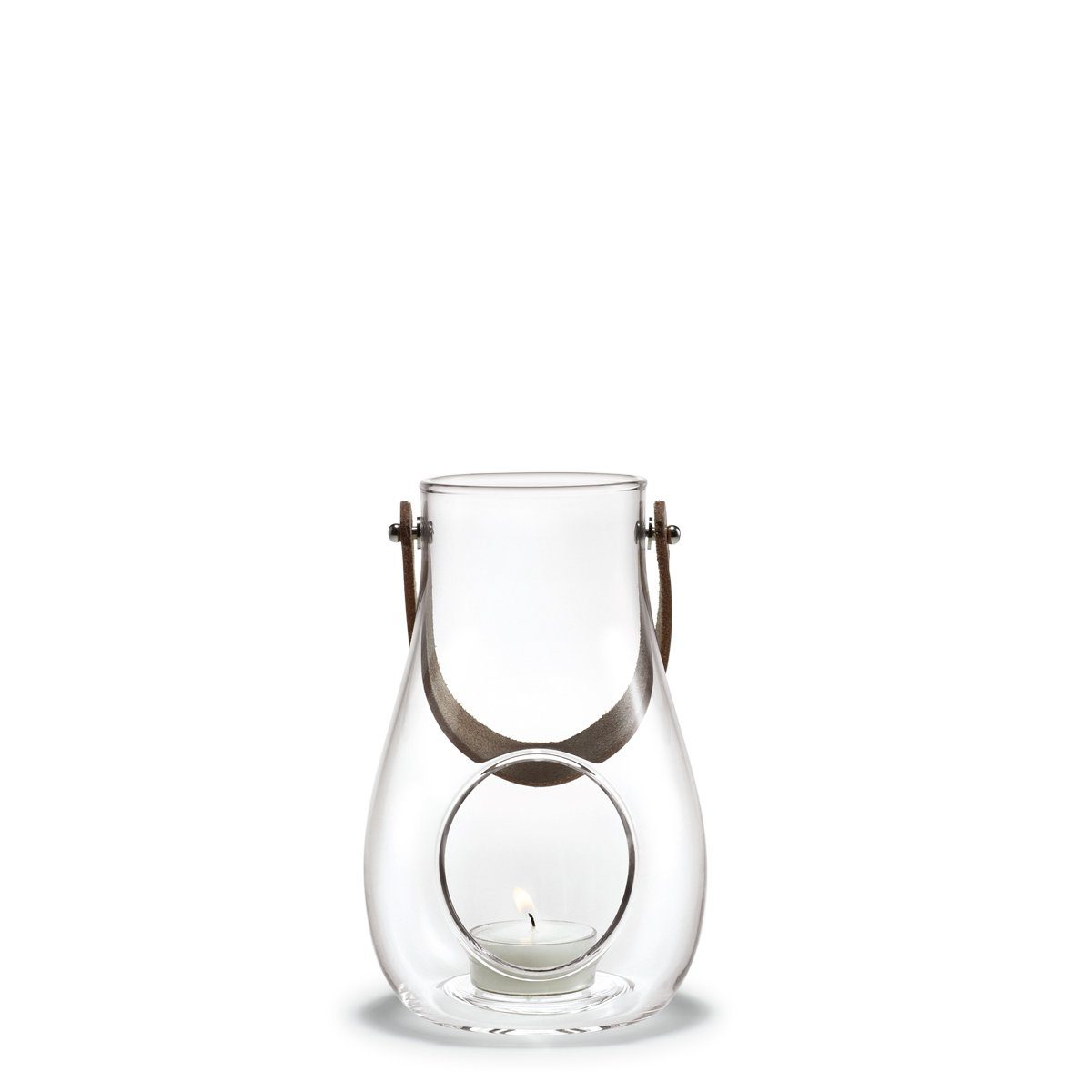 HOLMEGAARD Laterne Design With Light aus klarem Glas mit Lederhenkel | Wandobjekte