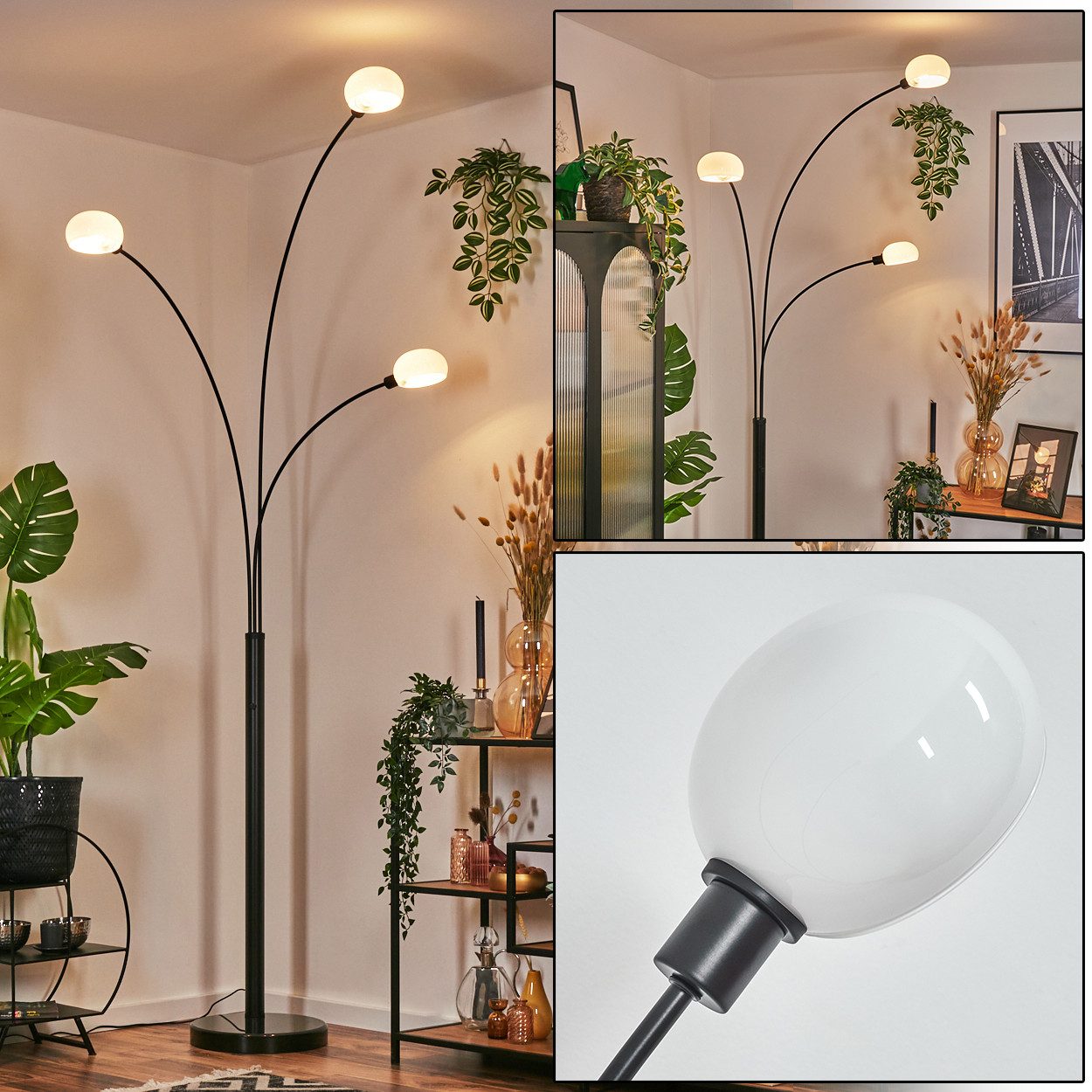 Stehlampe Stehlampe aus Metall in Schwarz/Weiß