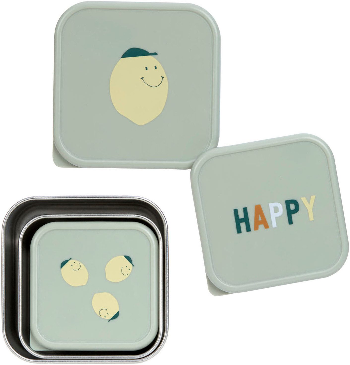 LÄSSIG Lunchbox Happy Fruits, Lemon, Edelstahl, Polyprophylen (PP), (3-tlg)