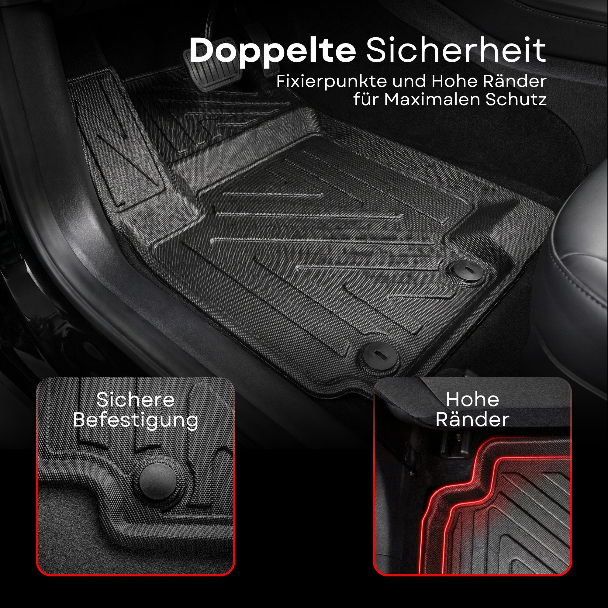 fussmattenprofi.com Auto-Fußmatte 3D Auto Fussmatten für Nissan Qashqai 2 (J11) 2014-2021 Carbon-Optik (1 St), für Nissan Nissan Qashqai
