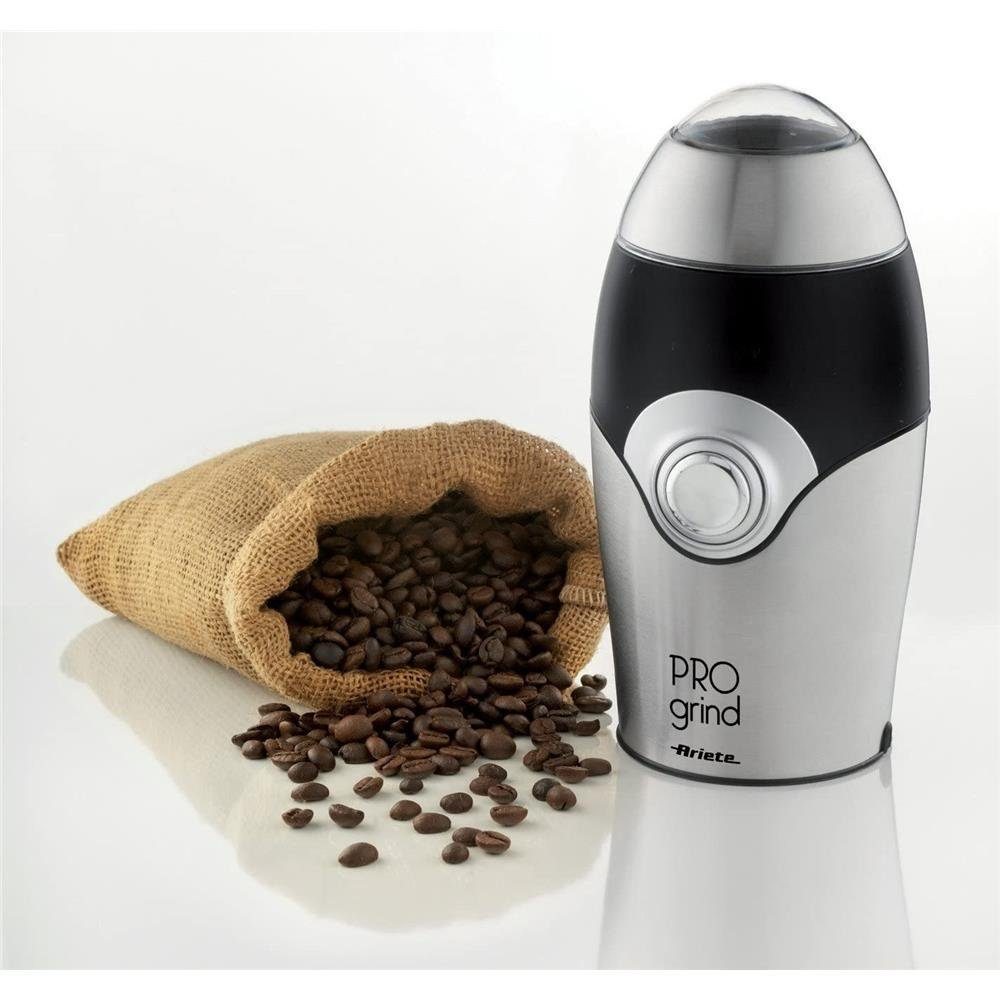 Ariete Kaffeemühle Elektrische Kaffeemühle, 150 W, 35 g Bohnenbehälter, 150 W, Silber / schwarz, Edelstahlklinge, 35 g Vorratsbehälter, kompakt, robust, elektrisch, Kabelfach