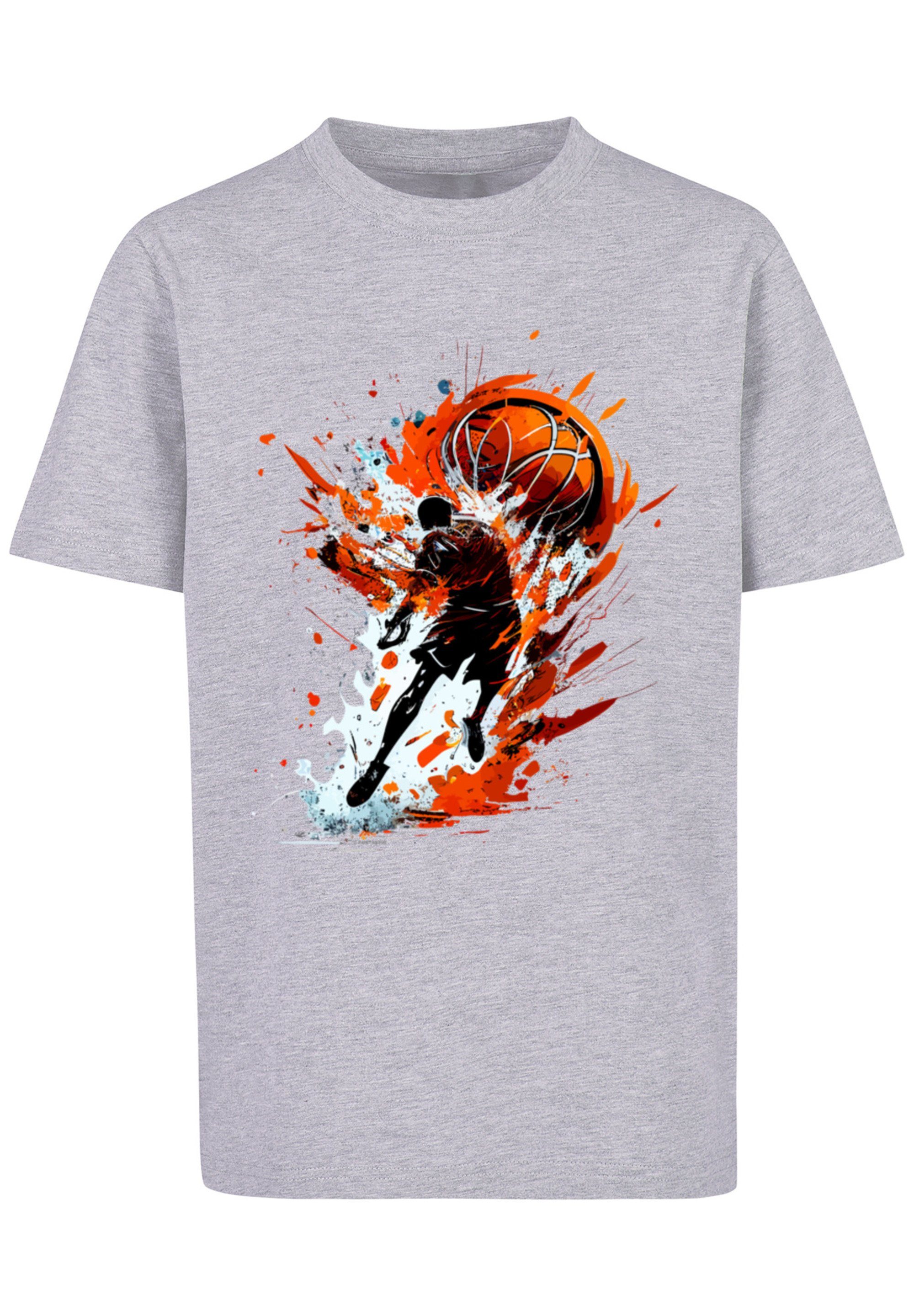 F4NT4STIC T-Shirt Basketball Splash Sport UNISEX Print grey heather
