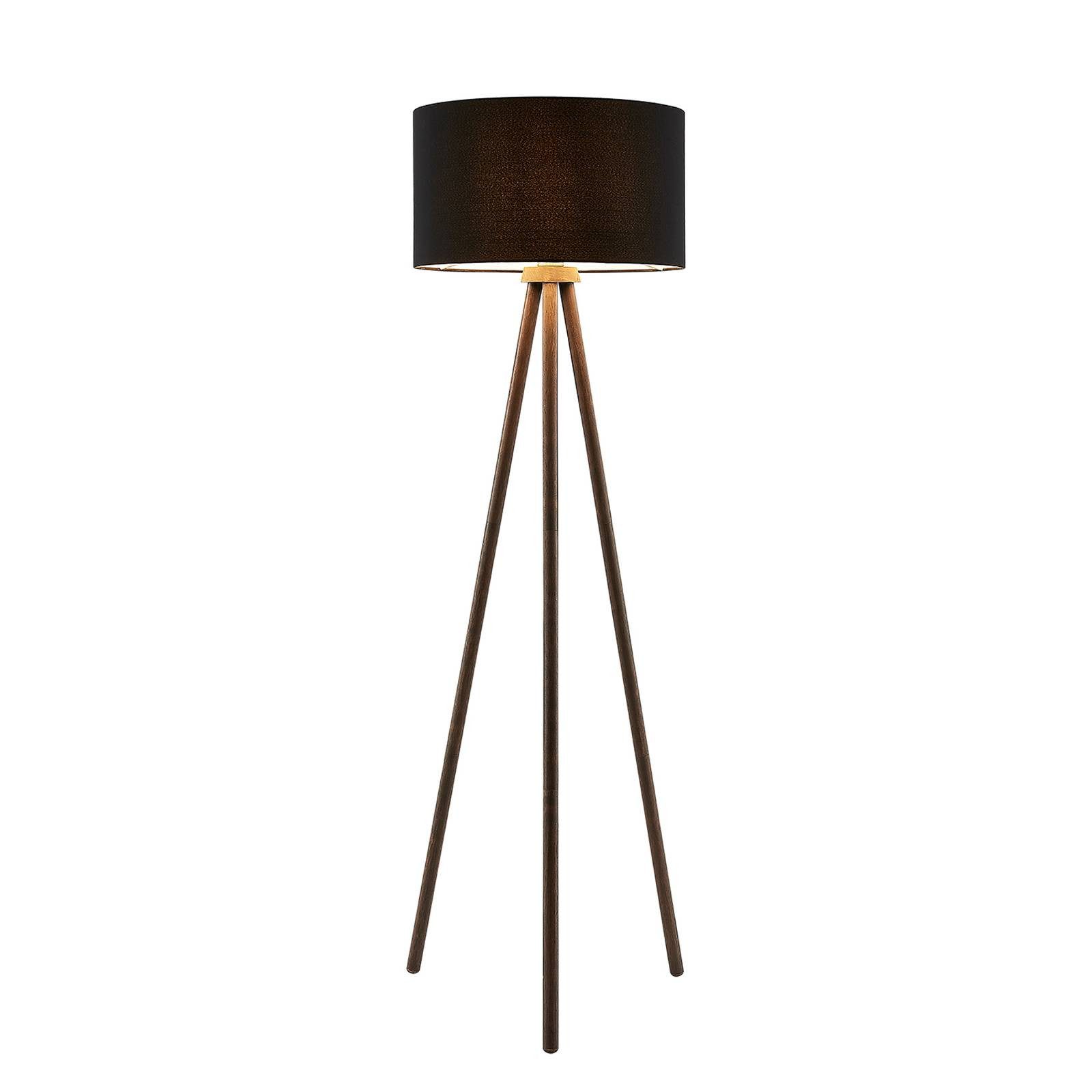 Lindby Stehlampe Majken, Holz Schwarz IP20, 1 x 60 W günstig online kaufen