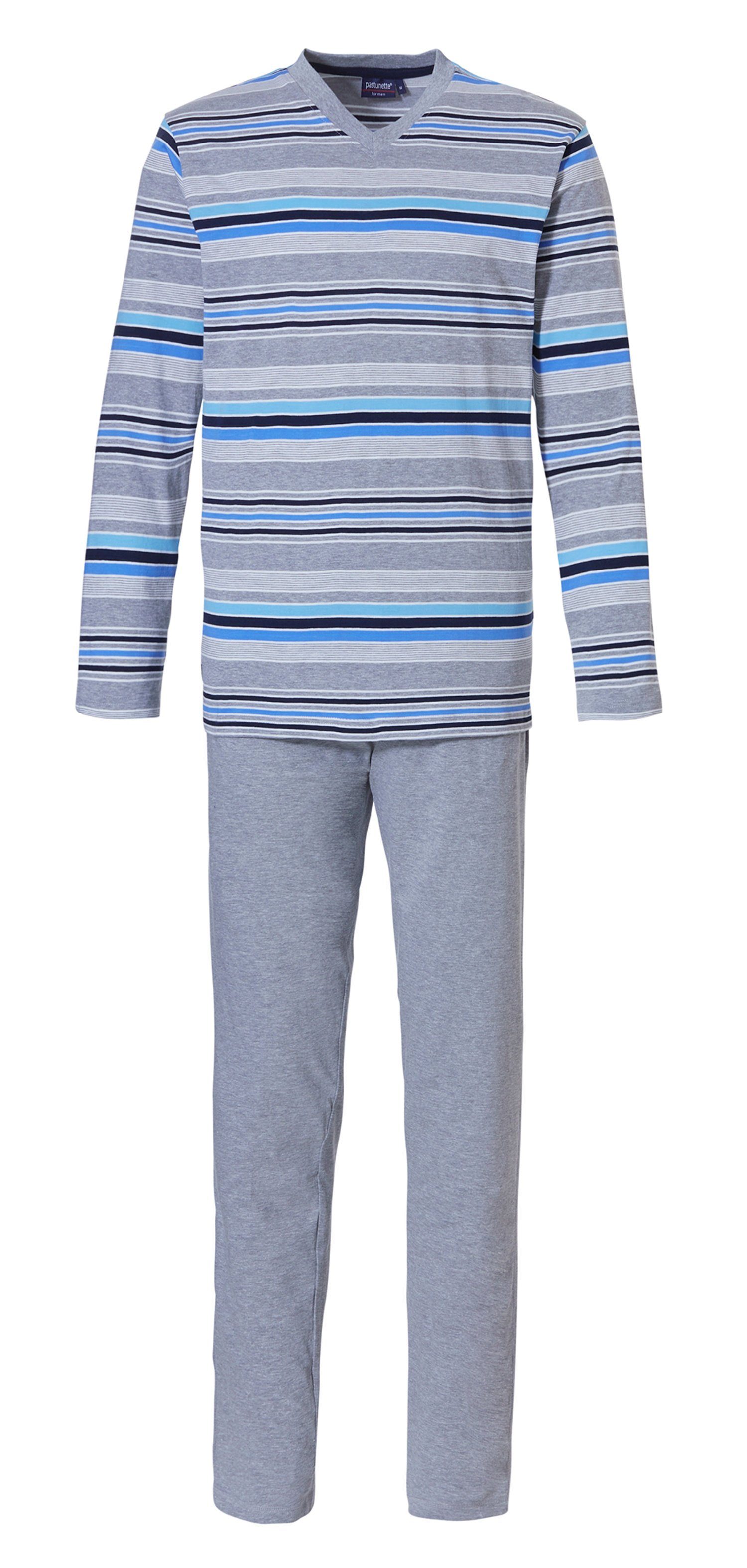 Herren Pyjama Modisches tlg) Design Pastunette mit (2 V-Ausschnitt Schlafanzug