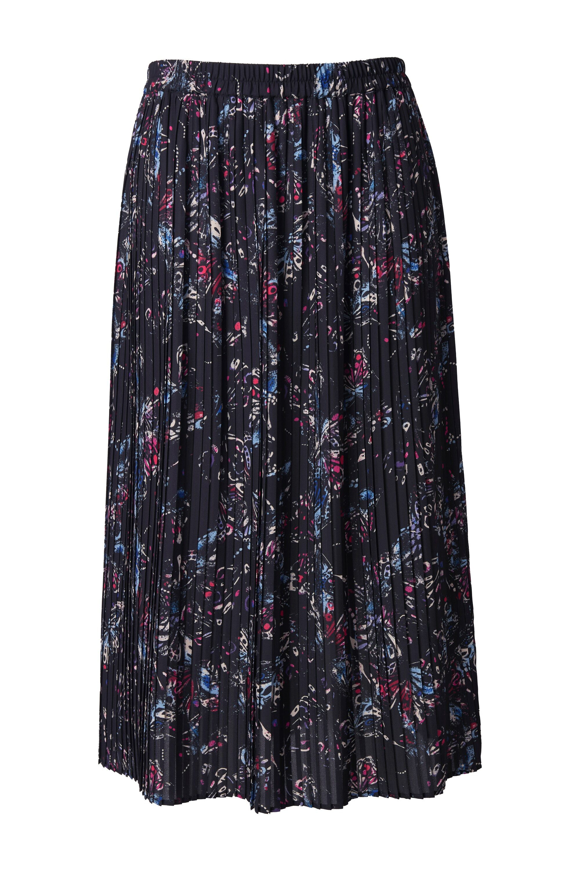 Ulla Popken Plisseerock Plissee-Midirock Schmetterlinge A-Linie günstig online kaufen