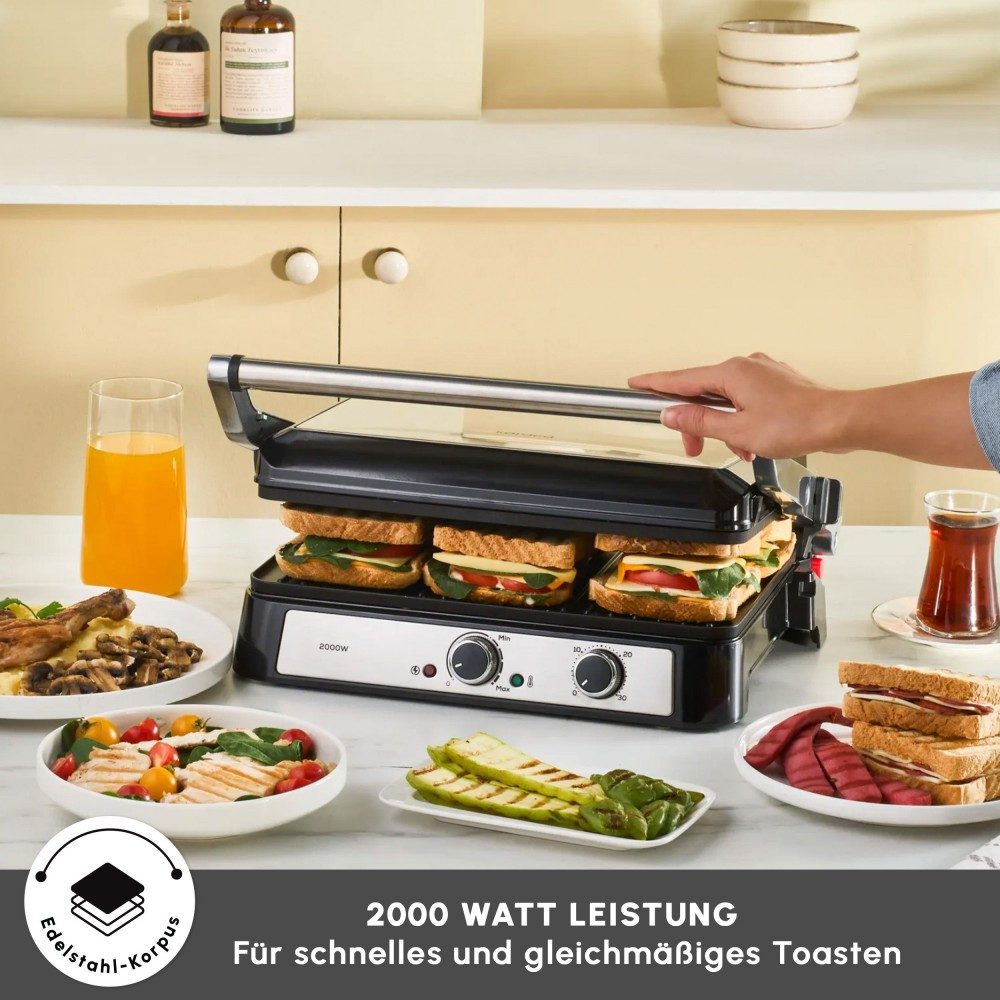 Karaca Toaster Karaca Toastmate Inox Toaster und Grillgerät 6 Scheiben 2000 W