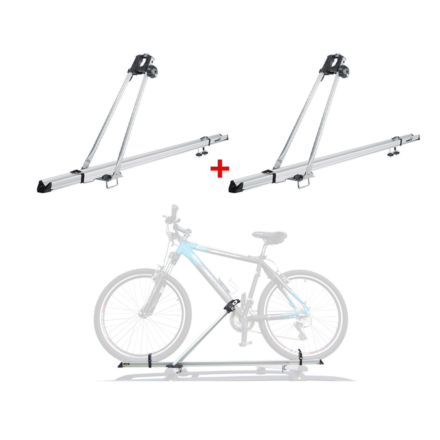 OMAC Dachfahrradträger 2x Dachfahrradträger bis 15kg Fahrradhalter Aluminium Fahrräder, (2-tlg), Abnehmbar, Leichtgewichtig