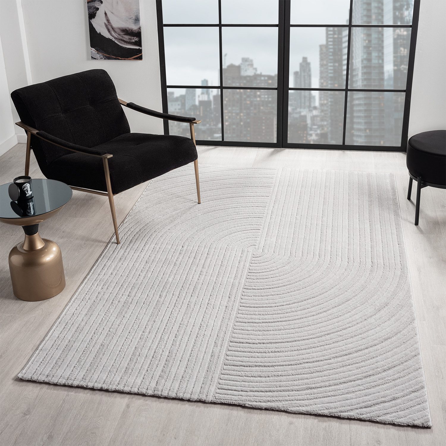 Vimoda Designteppich Moderner Dicht Hoch/Tief Wohnzimmer, günstig online kaufen