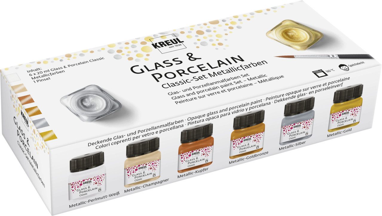 Kreul Künstlerstift Kreul Glass & Porcelain Classic Metallicfarben Set