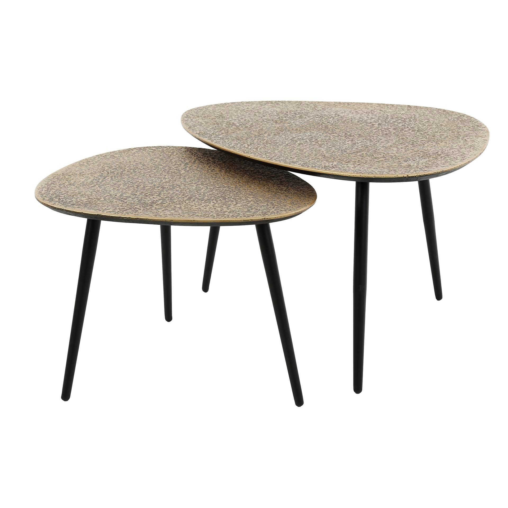 Villa Möbel Couchtisch Metallic (1 Tisch, 3-St), Dreieckiges Couchtisch Set in warmer Antikbronze Optik