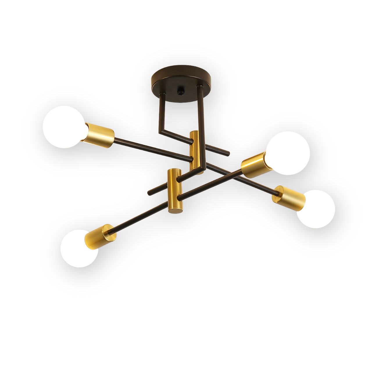 Riserva Deckenleuchte Deckenleuchte E27 4-flammig Schwarz Gold Retro 55 cm
