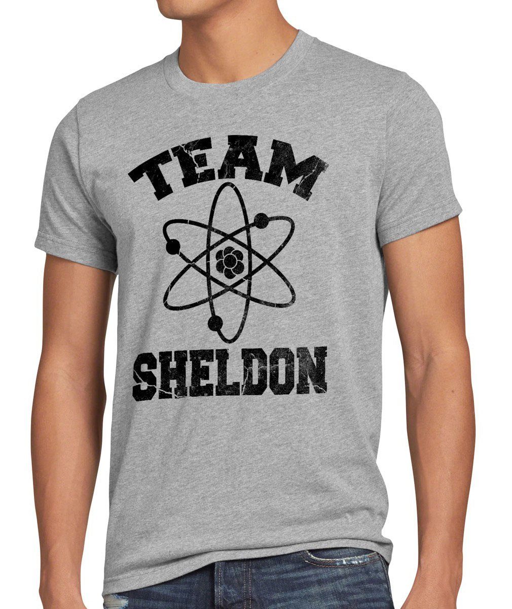 College T-Shirt bang theory tbbt style3 grau football Herren meliert cooper big Team Print-Shirt Sheldon leonard
