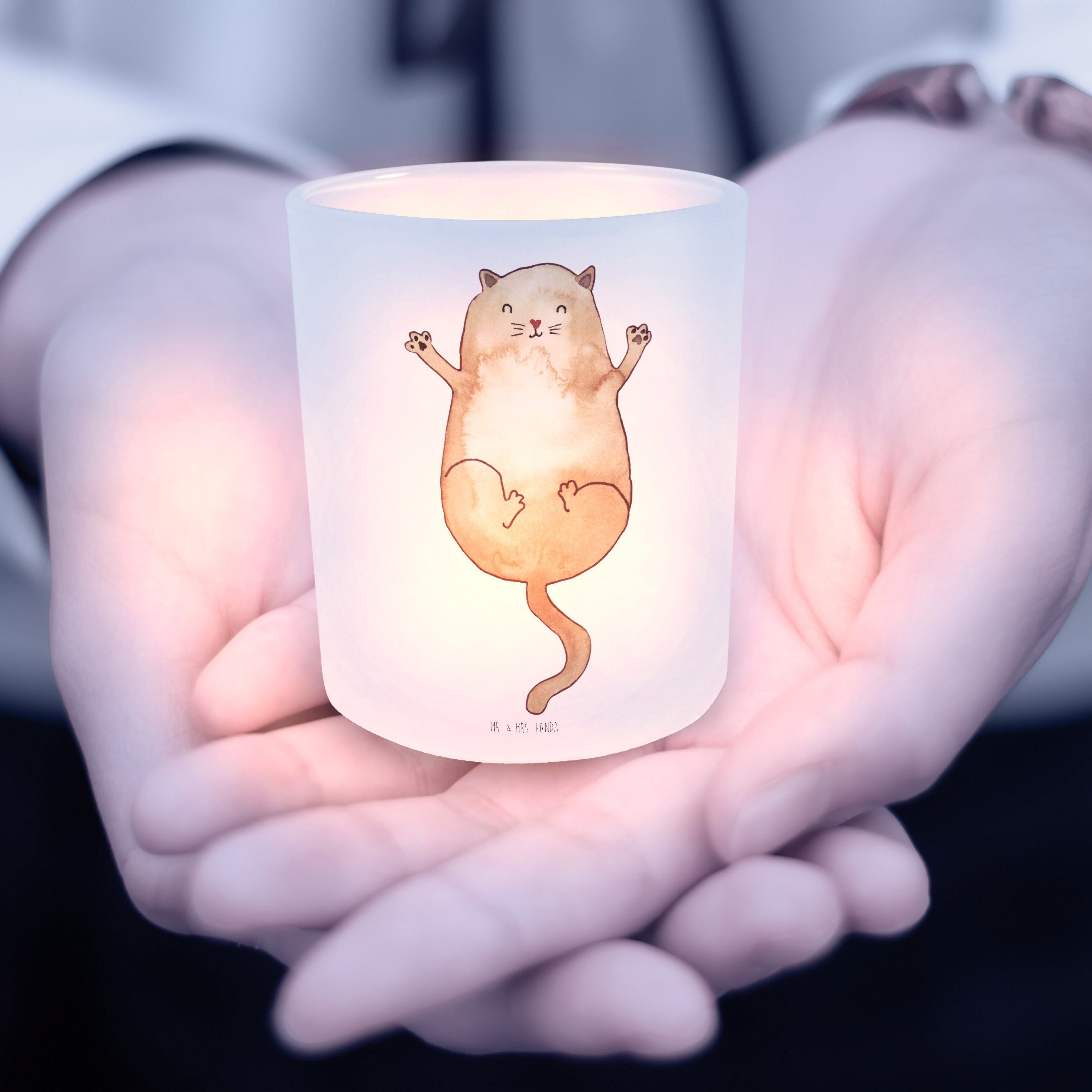 Windlicht Cats, Panda Miau, Mrs. - Mr. (1 Katzen St) Transparent Haustier, Geschenk, & Umarmen beste -