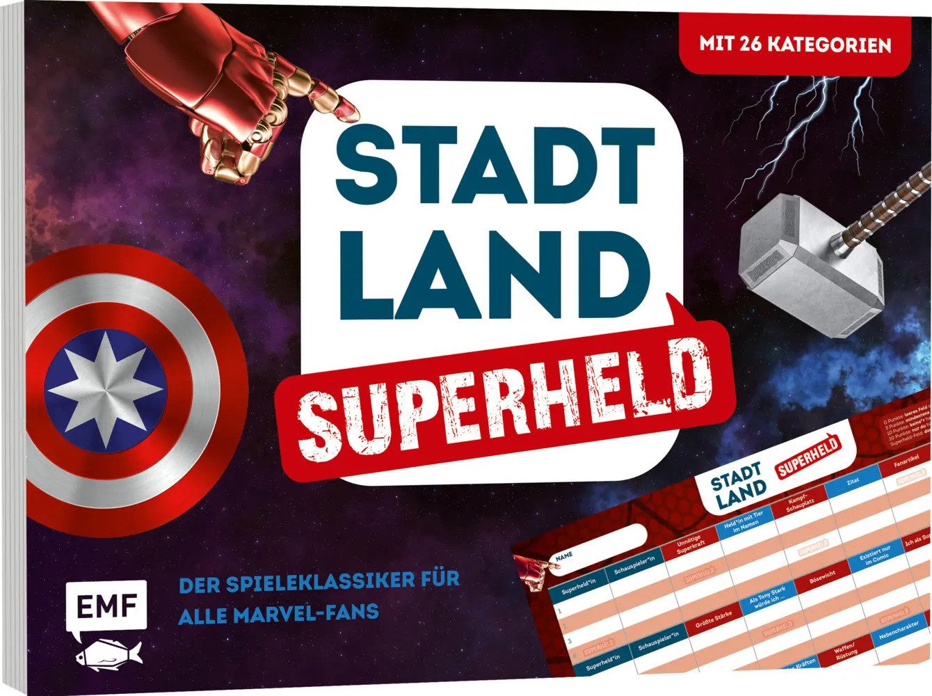 Spiel Stadt, Land, Superheld - Der Spieleklassiker für alle Marvel-Fans