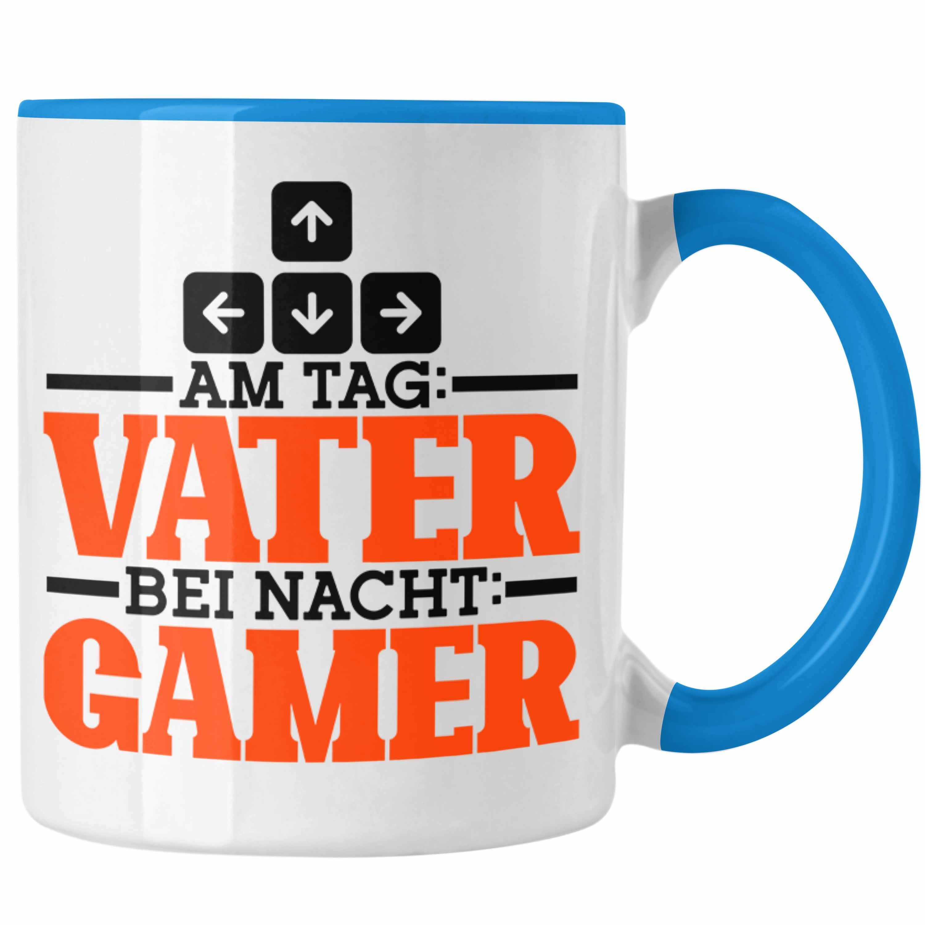 Trendation Tasse Tasse Vatertag Vater für "Am Geschenk Lustiges Blau Nacht Ga Gamer" Tag Bei