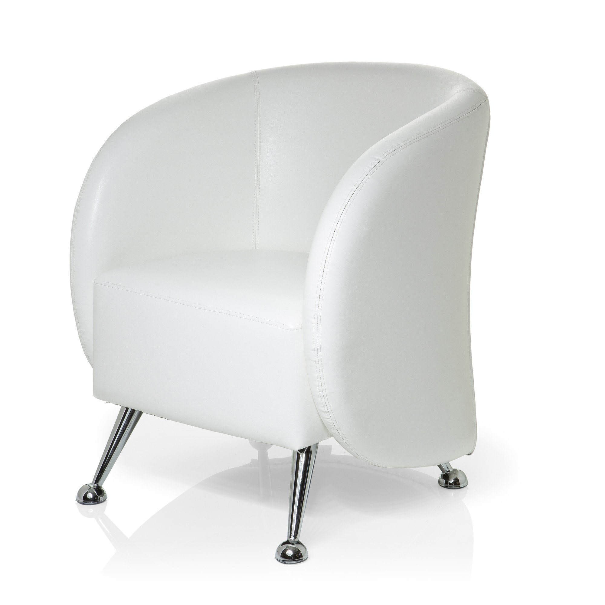 Polstersessel Weiß LUCIA pflegeleicht OFFICE Loungesessel Sessel Kunstleder ST. Weiß mit Armlehnen, hjh |