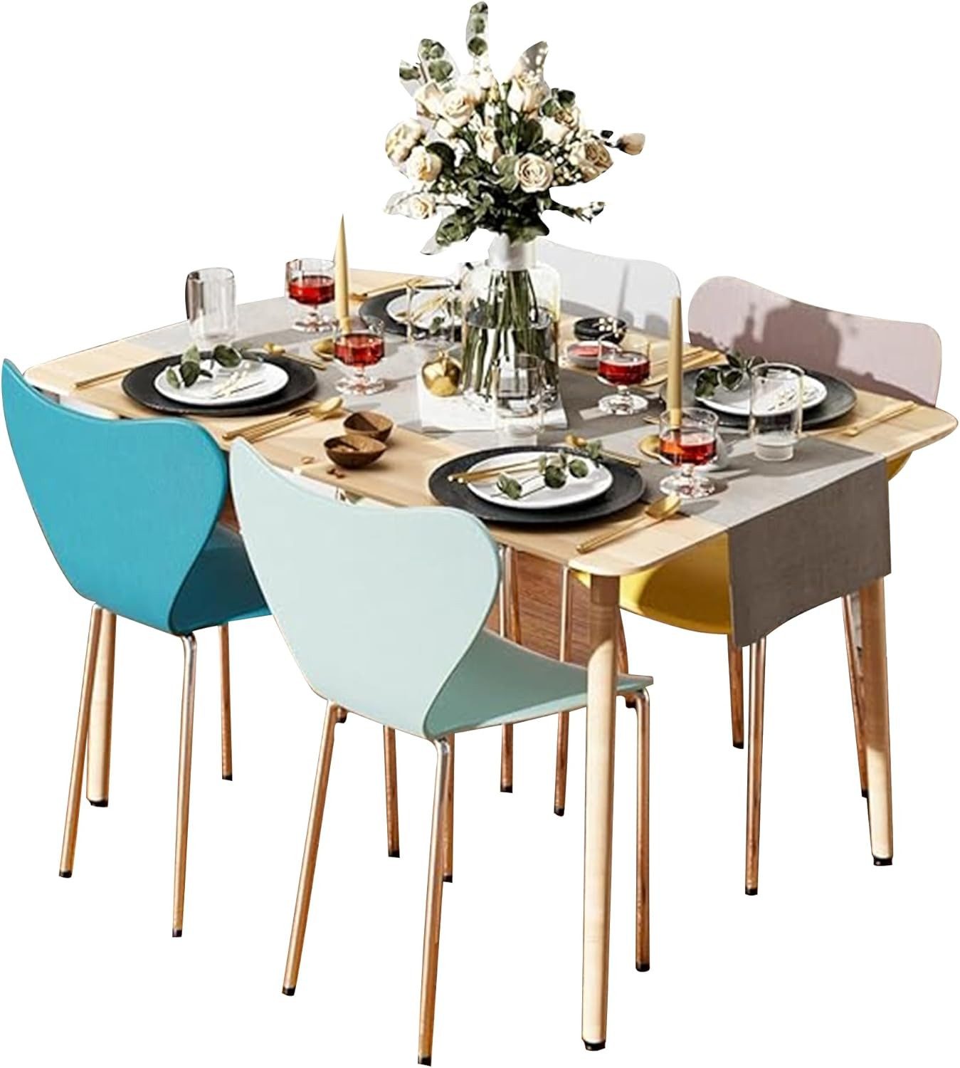 JEOBEST Esszimmerstuhl Küchenstuhl Wohnzimmerstuhl mit Rückenlehne, (Set, 4 St) Weiß Blau Grün Rosa 45.5 x 40 x 82.5cm
