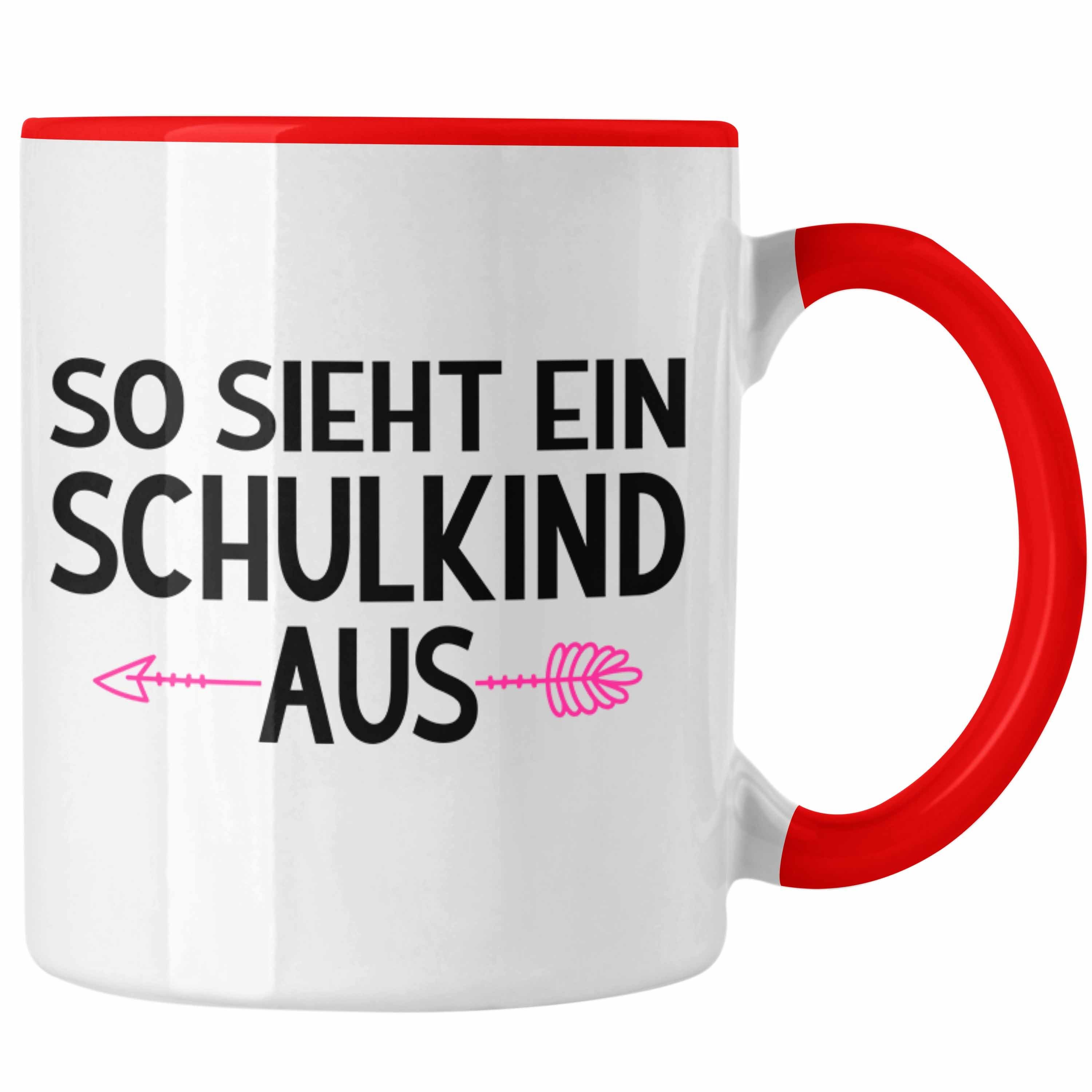 Trendation Tasse Trendation - Kita Abgängerin 2022 Einschulung Mädchen Geschenk Tasse Schulstart 1. Schultag Schuleinführung Schulanfang Geschenkidee Schulkind Lustig Rot