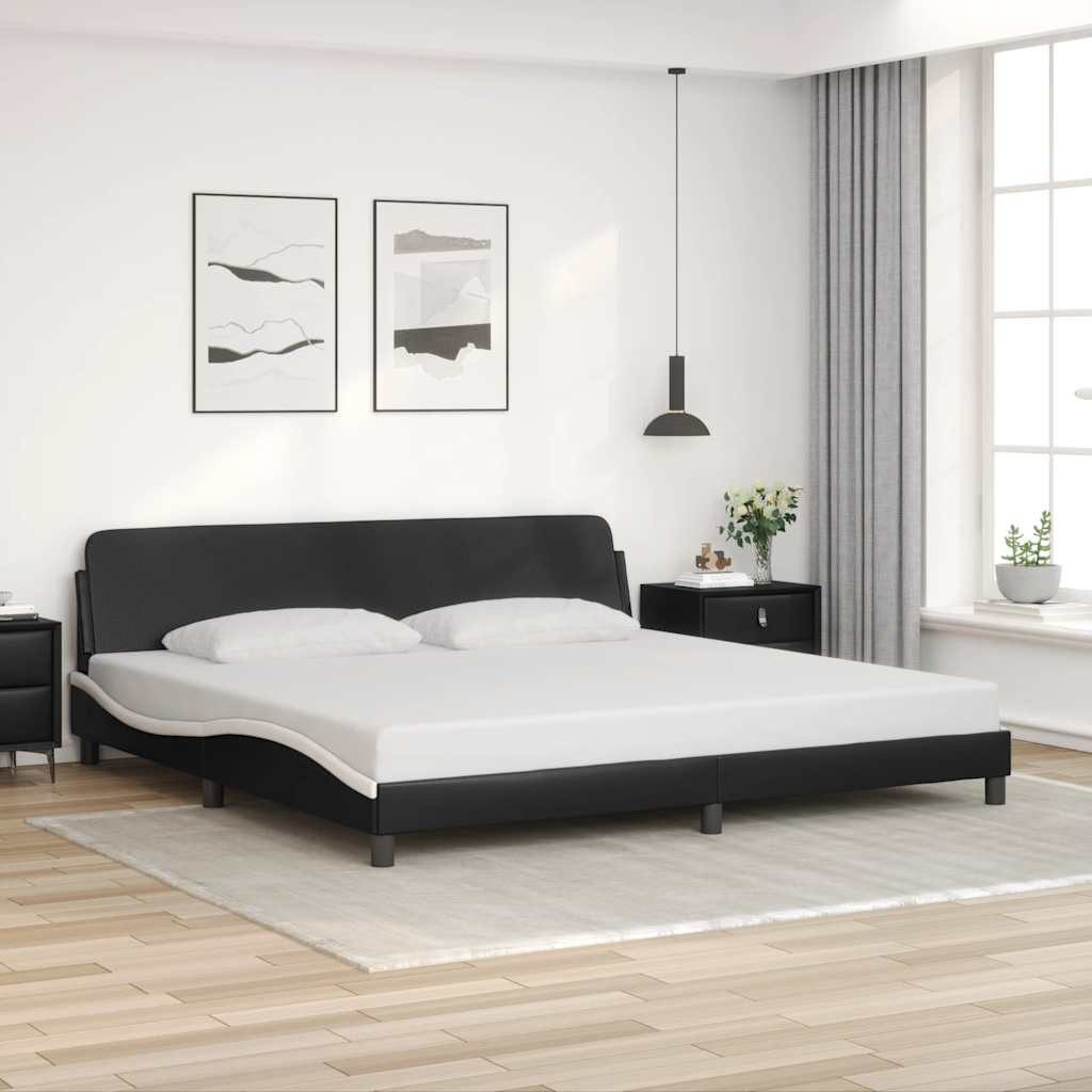 vidaXL Bett Bettgestell "Dover" Schwarz und Weiß 200x200 cm Kunstleder
