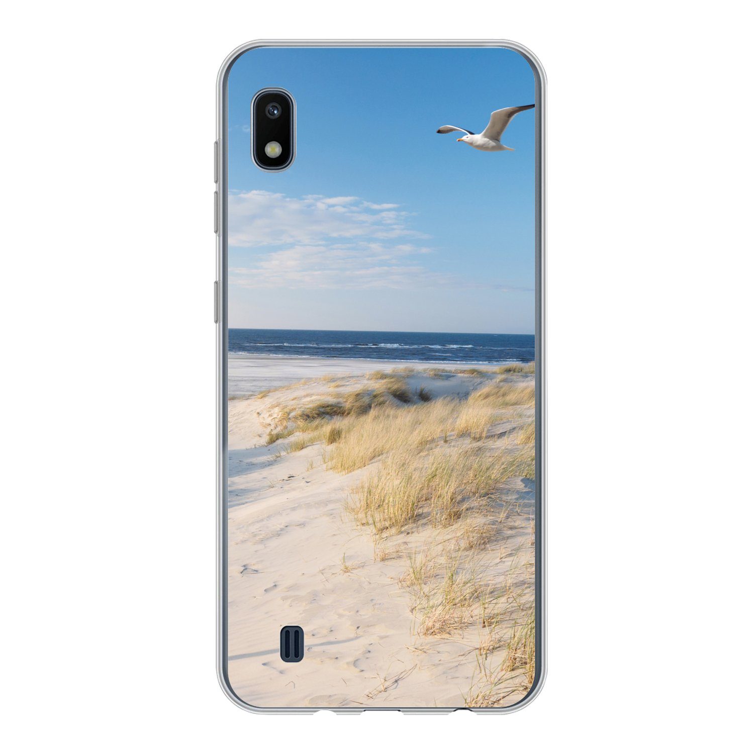 MuchoWow Handyhülle für Samsung Galaxy A10 Düne - Möwe - Strand - Meer - Sonne, Smartphone-Bumper, Print, Handy Schutzhülle Dünn
