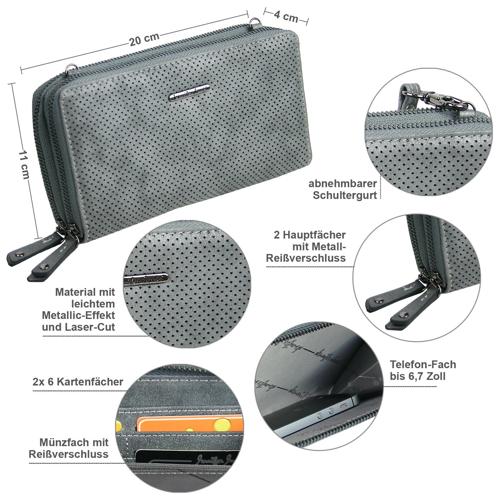 J JONES JENNIFER JONES Schultertasche Umhängetasche - 2 in 1 Geldbörse und günstig online kaufen