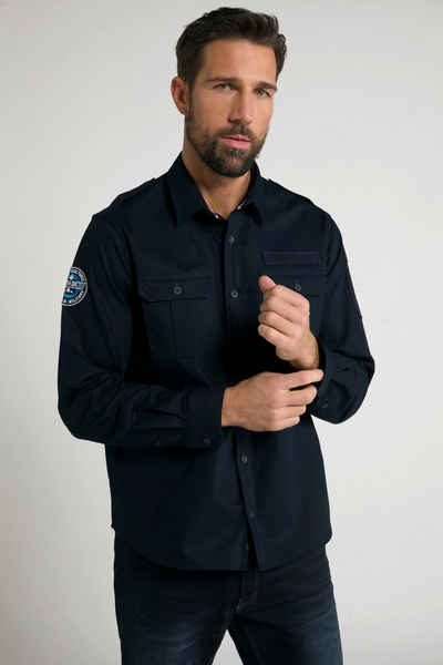 JP1880 Businesshemd Hemd Overshirt Badges Langarm Modern Fit