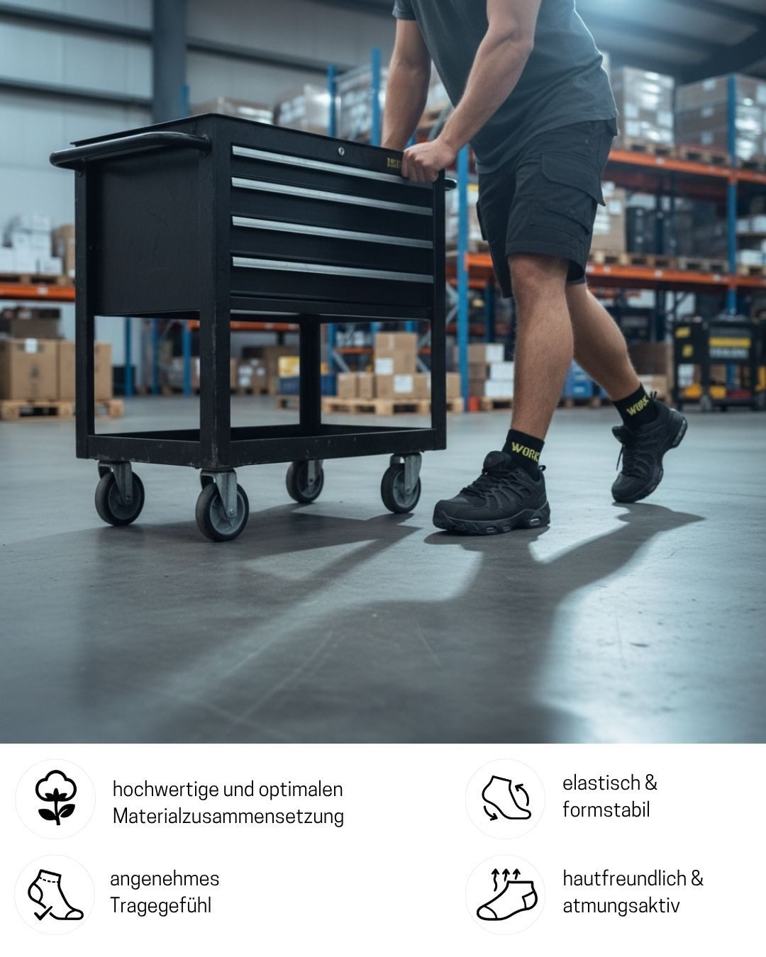 sockenkauf24 Arbeitssocken Herren Kurze Premium WORK Quarter Socken mit Komfortbund, verstärkt (5-Paar) gepolsterte Sohle, ohne Naht, Ferse & Fußspitze verstärk – Bild 4 von 5
