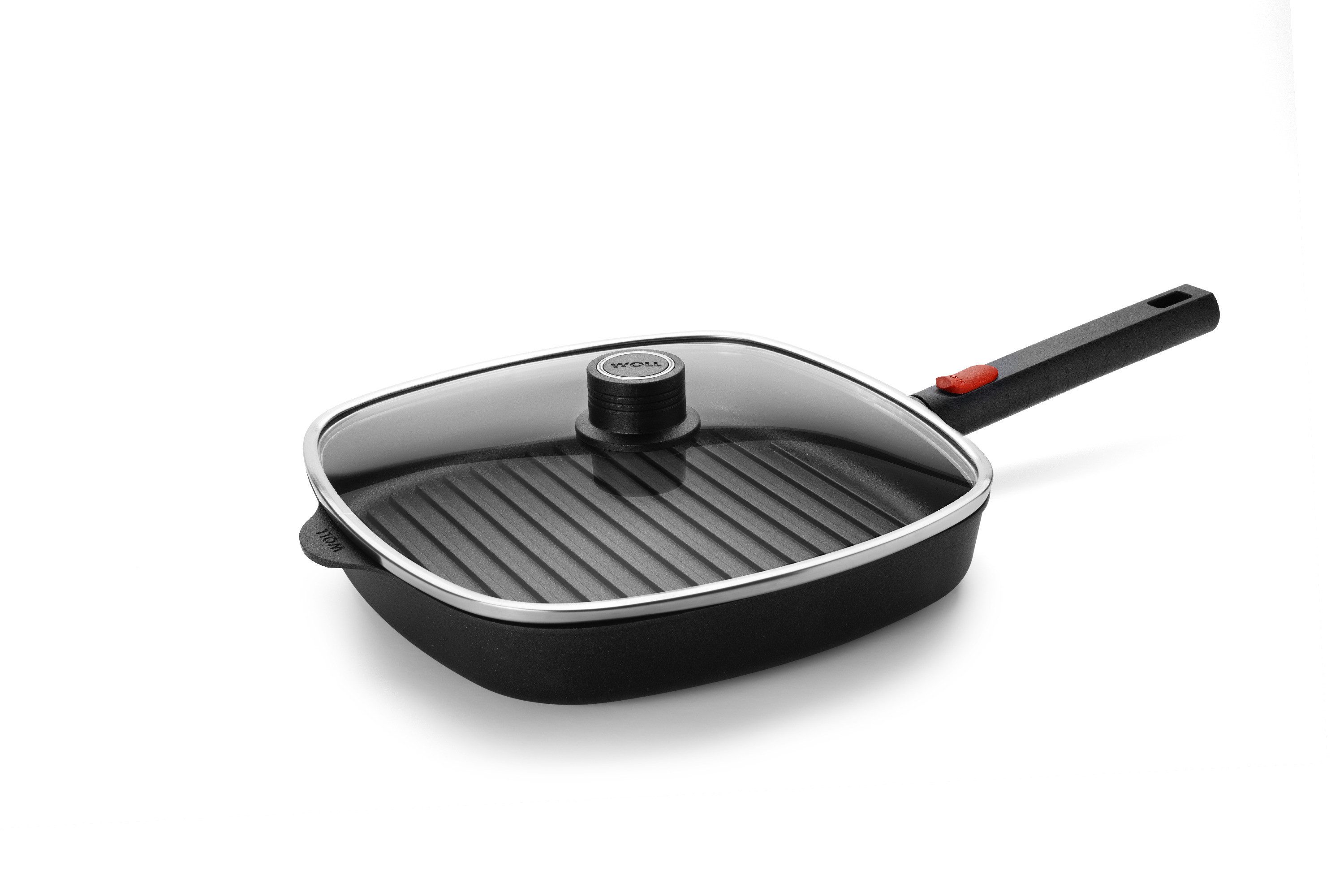 WOLL MADE IN GERMANY Grillpfanne Logic inkl. Deckel, Aluminiumguss, Abnehmbarer Stiel