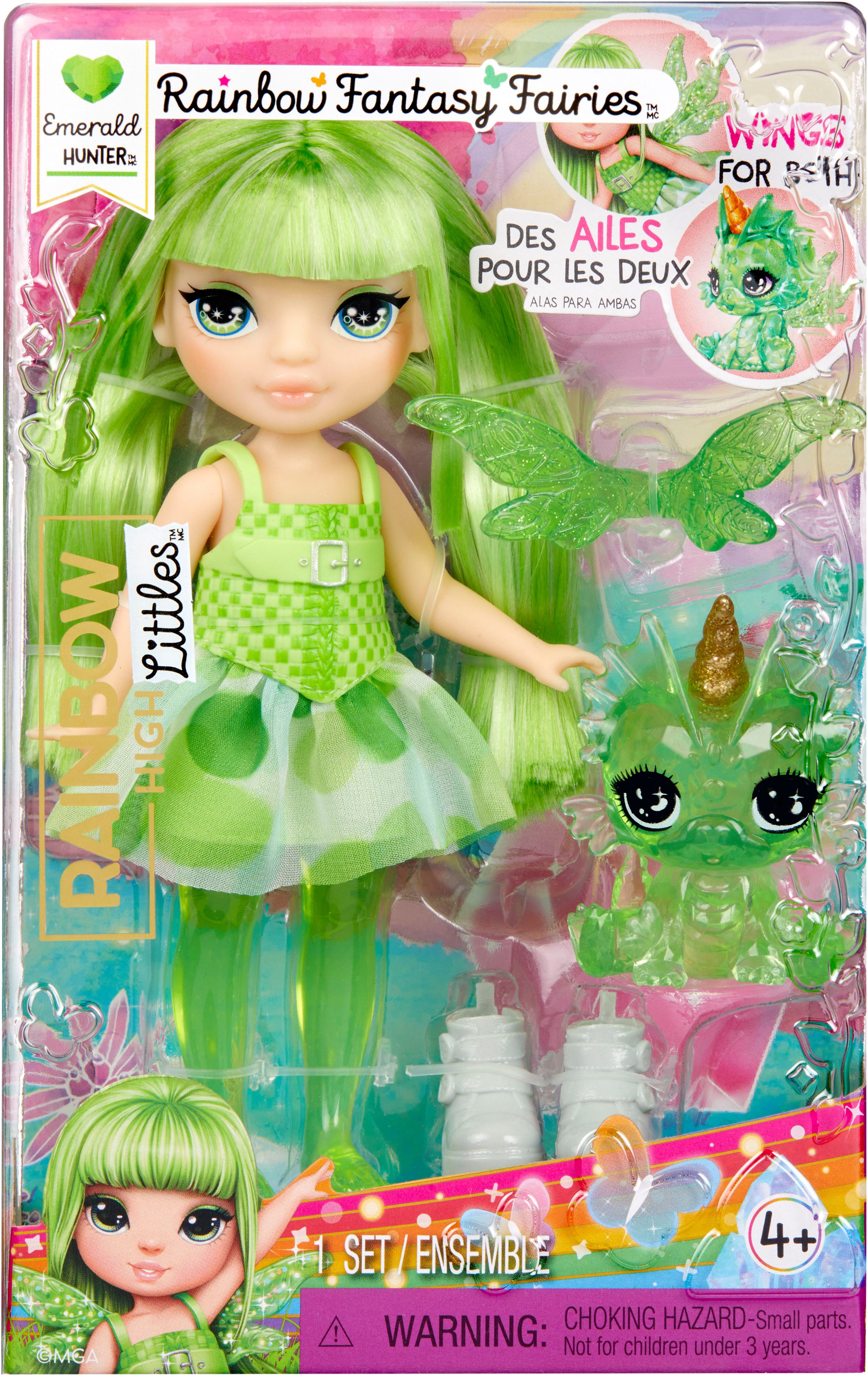 Rainbow High Minipuppe Littles Rainbow Fantasy Fairies Doll- Emerald (Green)