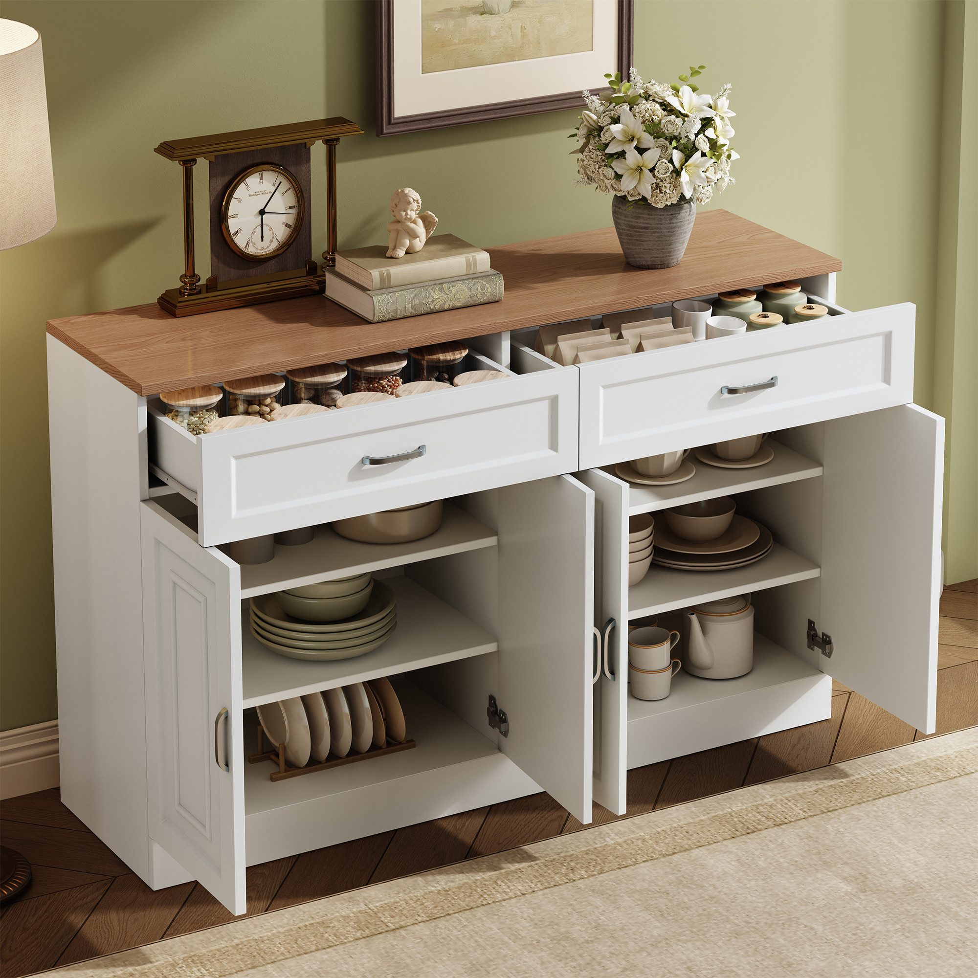 Merax Sideboard mit Soft-Close-System & natürlicher Holzmaserung (1 St., 12 günstig online kaufen