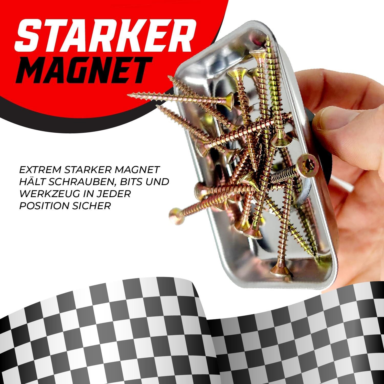 Pitlane Performance Magnethalter Magnet Schraubenschalen Edelstahl 3er Set, 3-Teiliges Set - ideal für Werkstatt, Keller & Heimwerker