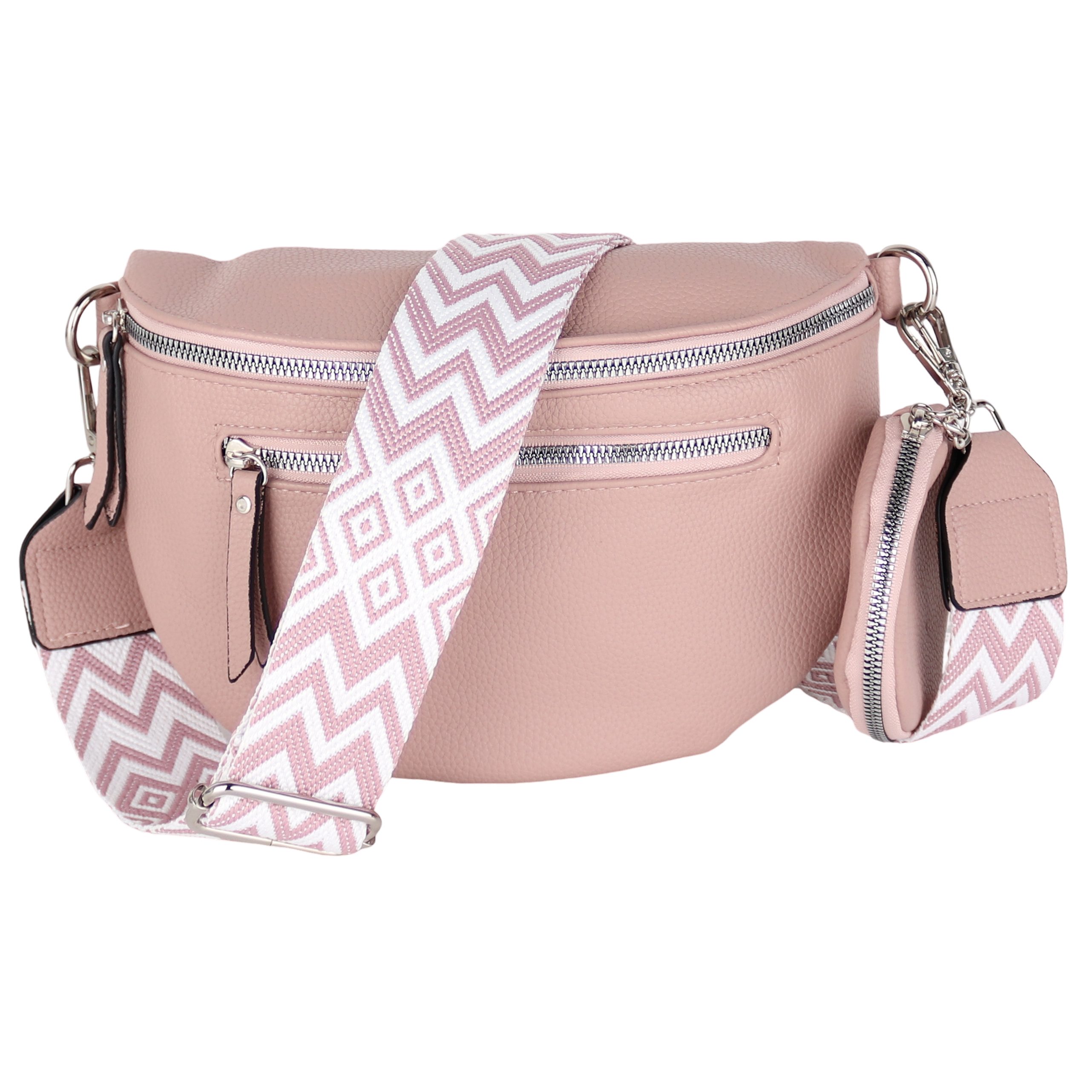 MIRROSI Bauchtasche Damen Taschen, Umhängetasche, Brusttasche, 27x19x9cm Veganes Leder (Schultertasche für jeden Anlass, inkl.1x Münzbeutel), Crossbody Bag, Bohemian gemusterten& verstellbaren Schulterriemen