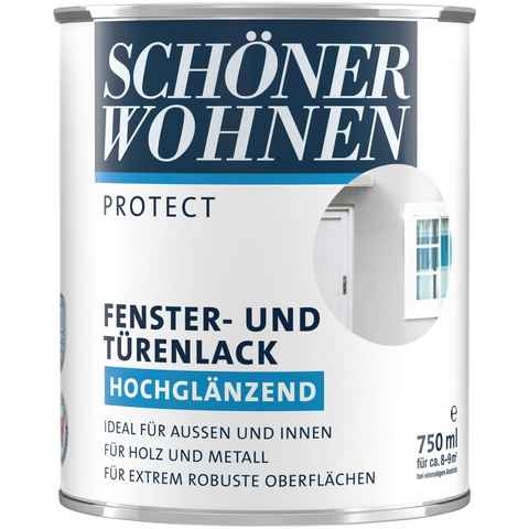 SCHÖNER WOHNEN FARBE Lack Protect Fenster- und Türenlack, 750 ml, weiß, hochglänzend, für außen und innen