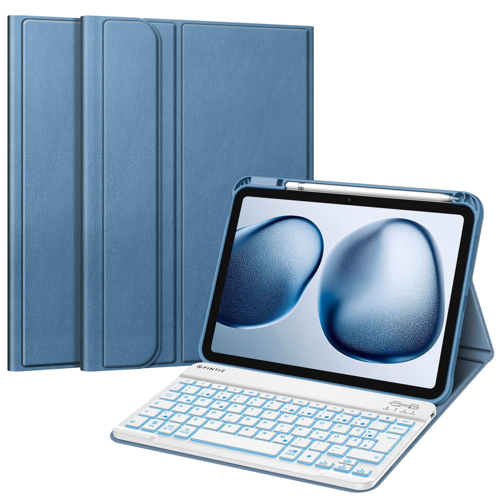 Fintie Tablet-Hülle mit Tastatur für iPad 11 Generation 2025 11'', iPad 10 Gen 2022 10.9'' 11 Zoll/10.9 Zoll, 7-farbige Hintergrundbeleuchtung, Magnetische Bluetooth-Keyboard