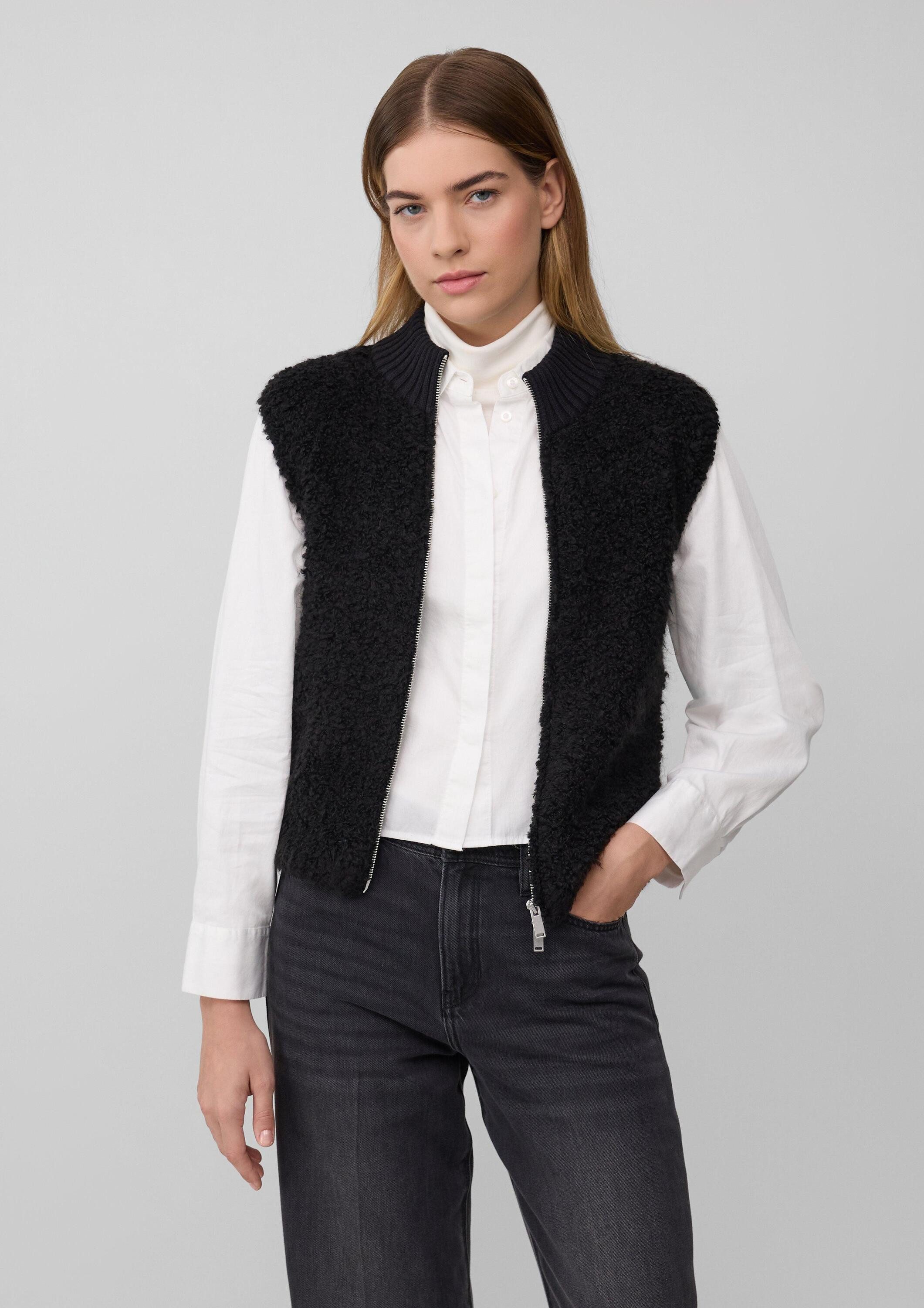 s.Oliver Funktionsweste Strickjacke Bouclé-Weste aus Alpaka-Wollmix günstig online kaufen