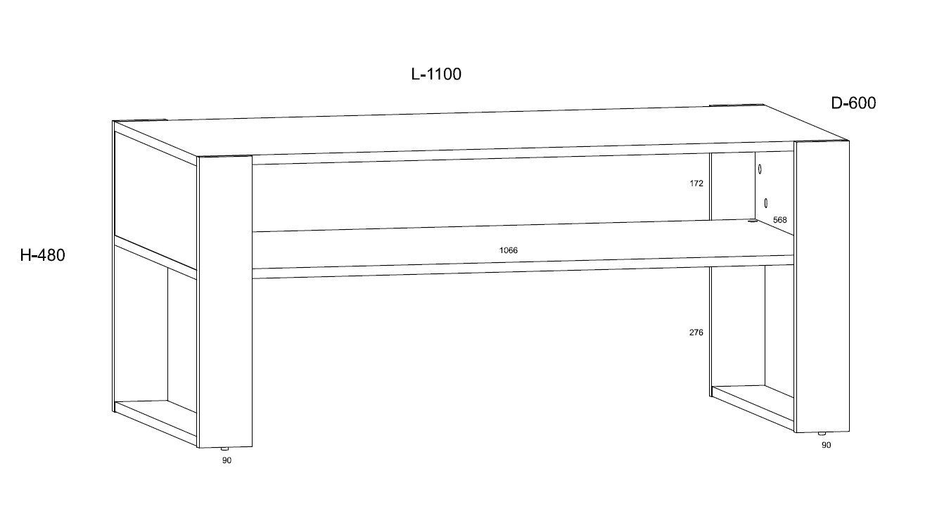 Schwarz 110cm, Carrara Kufenoptik, Couchtisch schicker Kontrast Matt Breite Couchtisch M1, und Domando Eiche Artisan