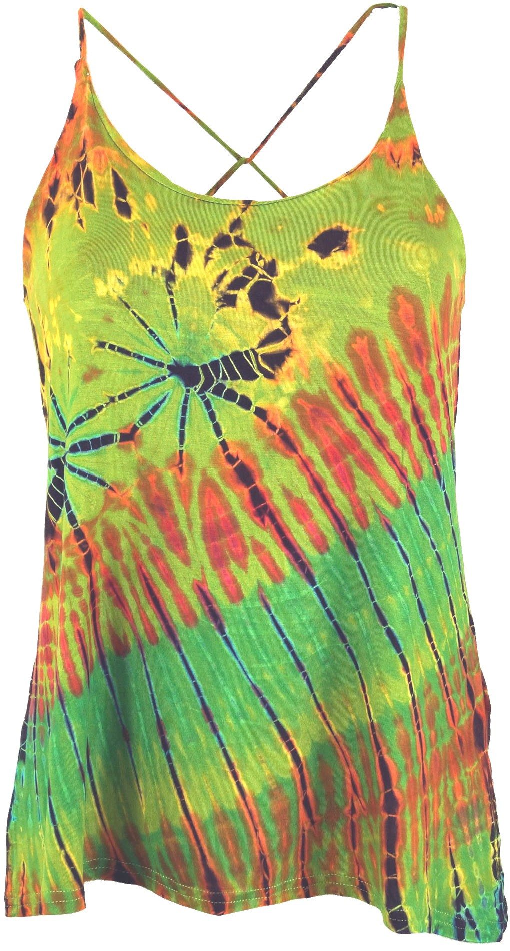 Guru-Shop T-Shirt Batik Hippie Top - grün Festival, Ethno Style, Hippie, alternative Одежда