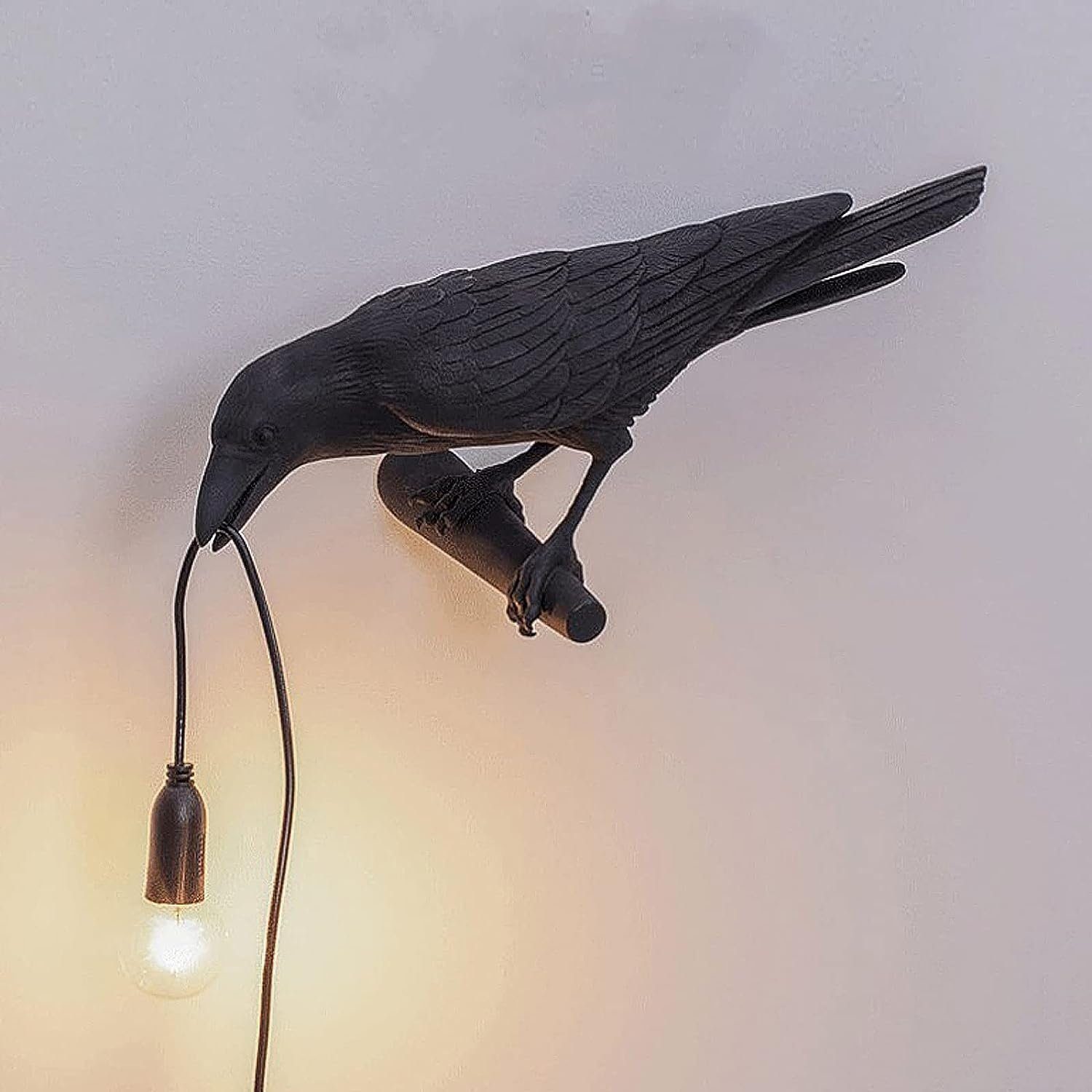 DOPWii Nachttischlampe Nachtlicht,Wandleuchte Vögel Glühbirne Lampe,Harz mit Schreibtisch