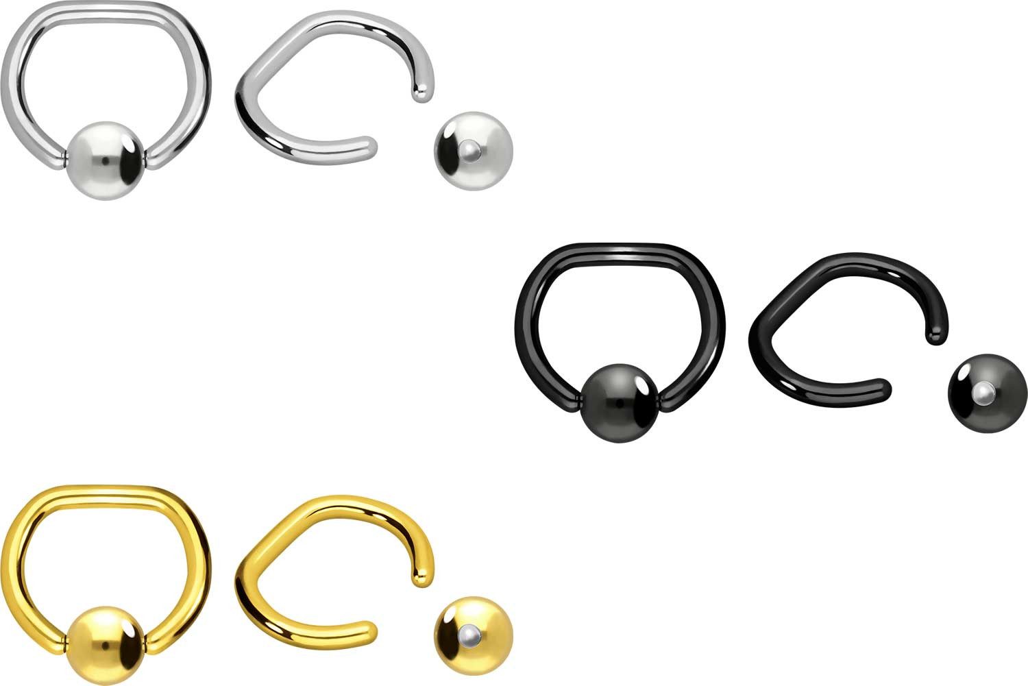 PIERCINGLINE Nasenpiercing Chirurgenstahl Klemmkugelring D-FORM (Klemm-Ring günstig online kaufen