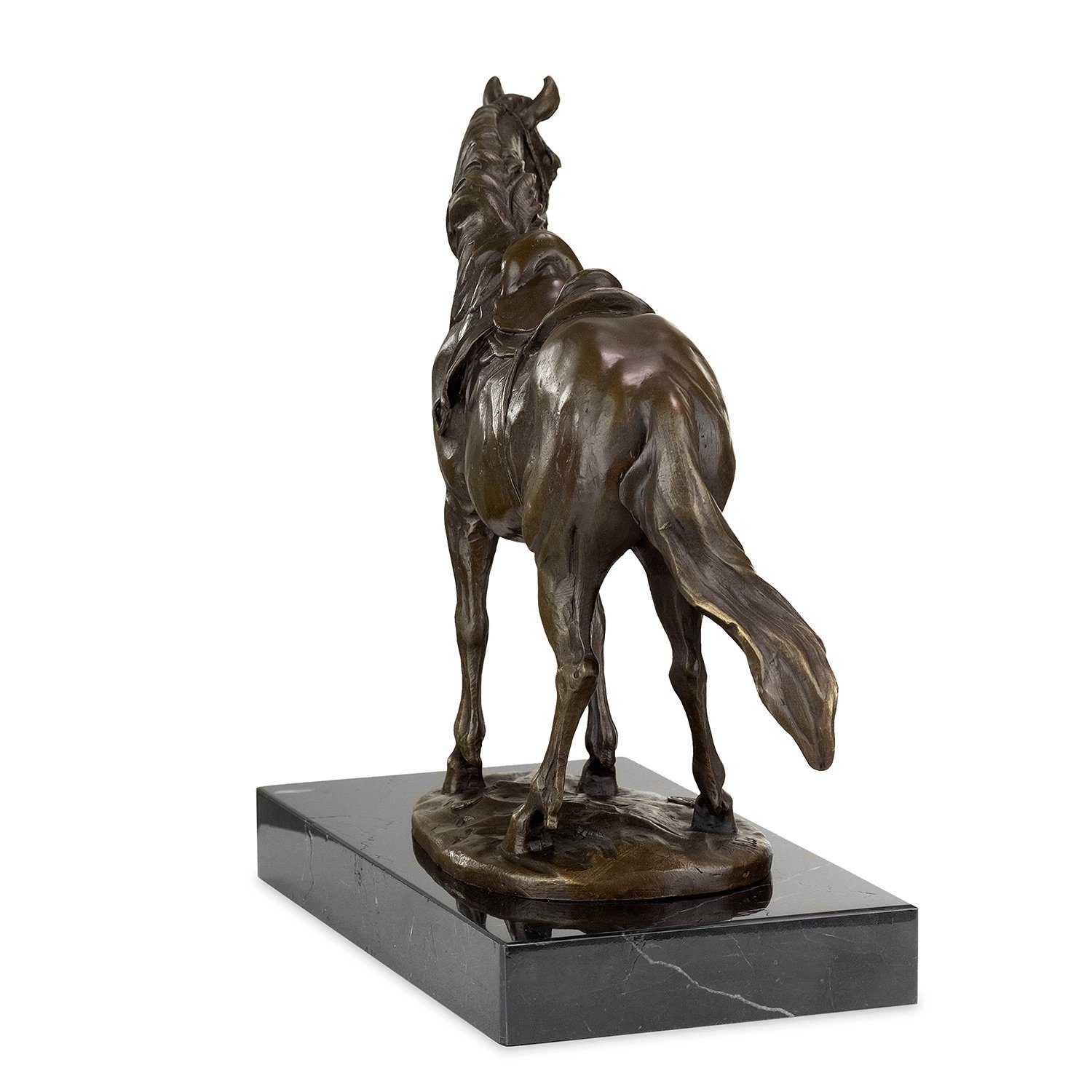 Moritz Skulptur Bronzefigur Pferd mit Figuren Halfter, Sattel Skulpturen Antik-Stil Statue
