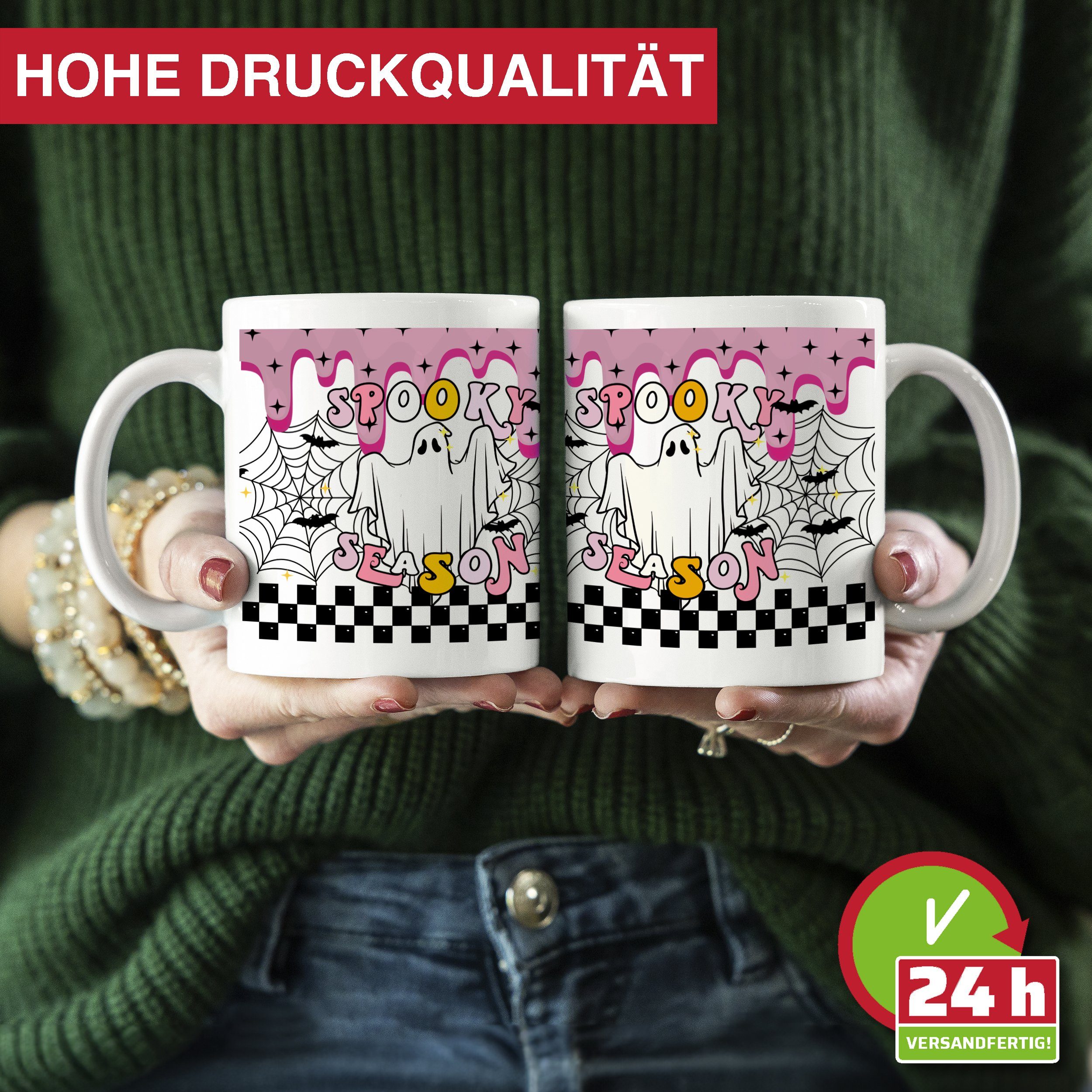 Giftandprint Tasse Spooky Season lustige Kaffeetasse als Geschenk zum Weihnachten, Spülmaschinengeeignet, Mikrowellengeeignet, mit Geschenkbox