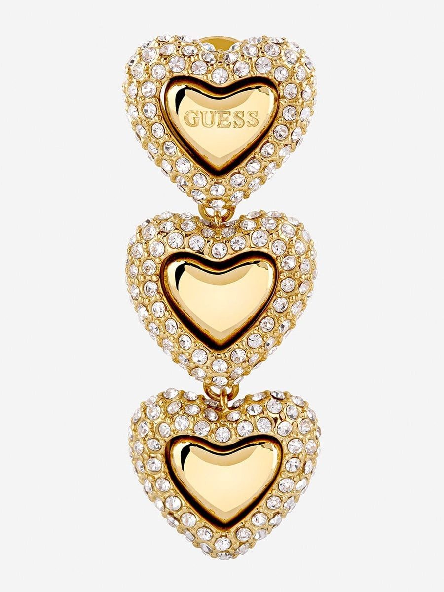 Guess Paar Ohrhänger JUBE06011JWYGT/U, für Damen Herz Pavé Goldfarben 36 mm