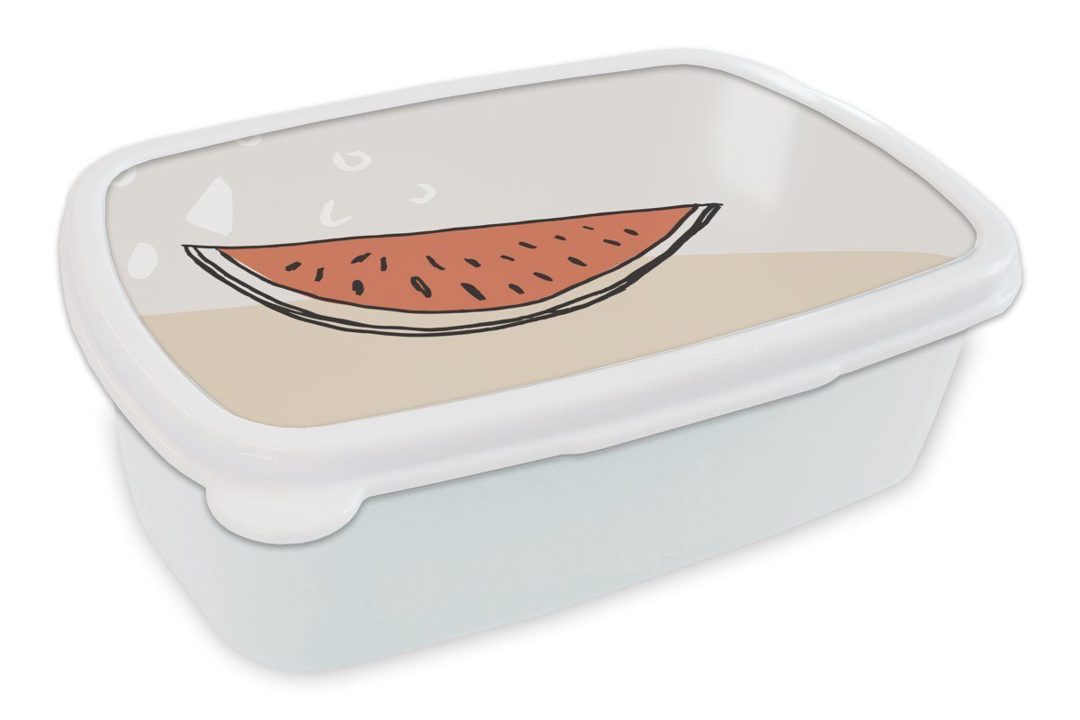 Melone Erwachsene, Rot, Mädchen weiß für Sommer Kunststoff, Jungs - Kinder und Brotdose, MuchoWow Brotbox - (2-tlg), für und Lunchbox