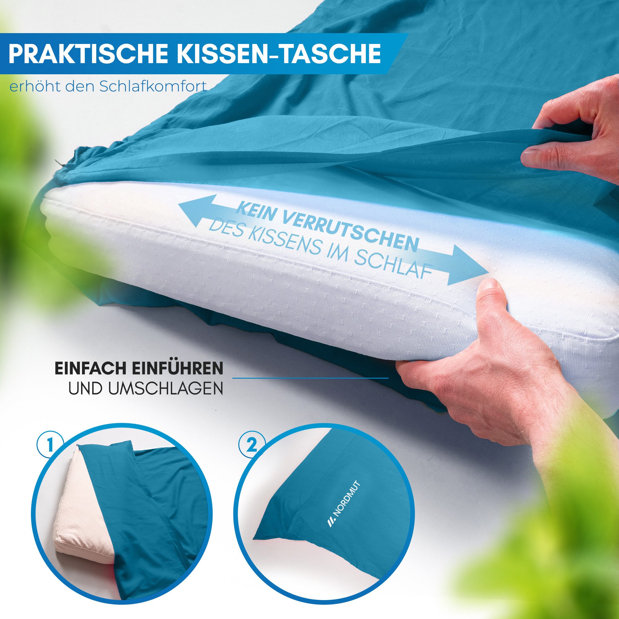 Nordmut Innenschlafsack NORDMUT® Hüttenschlafsack Ultraleicht [220 x 90 cm], YKK-Zipper, Durchgängiger Reißverschluss, Kissenfach