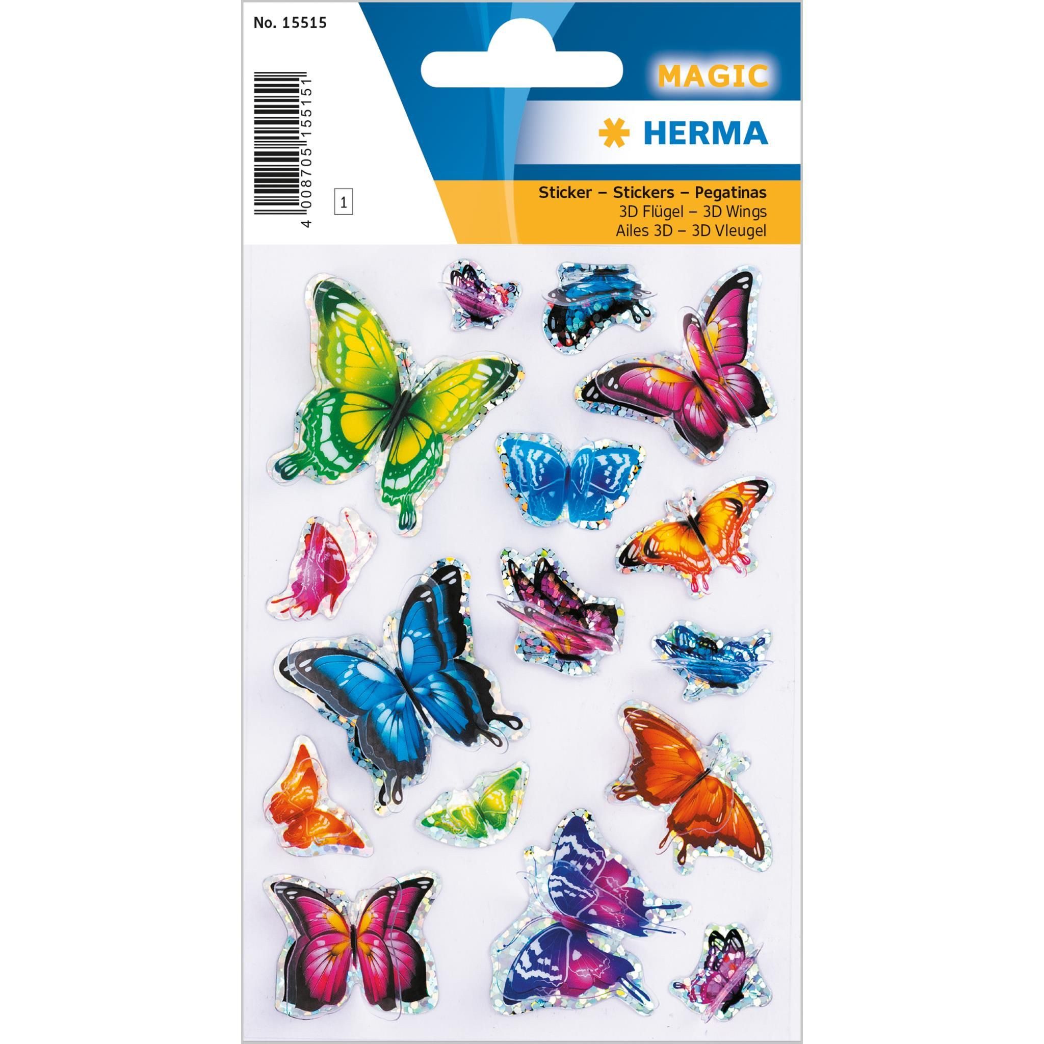 HERMA Sticker Herma Sticker MAGIC Tiere Schmetterlinge 3D Flügel 1 Bl